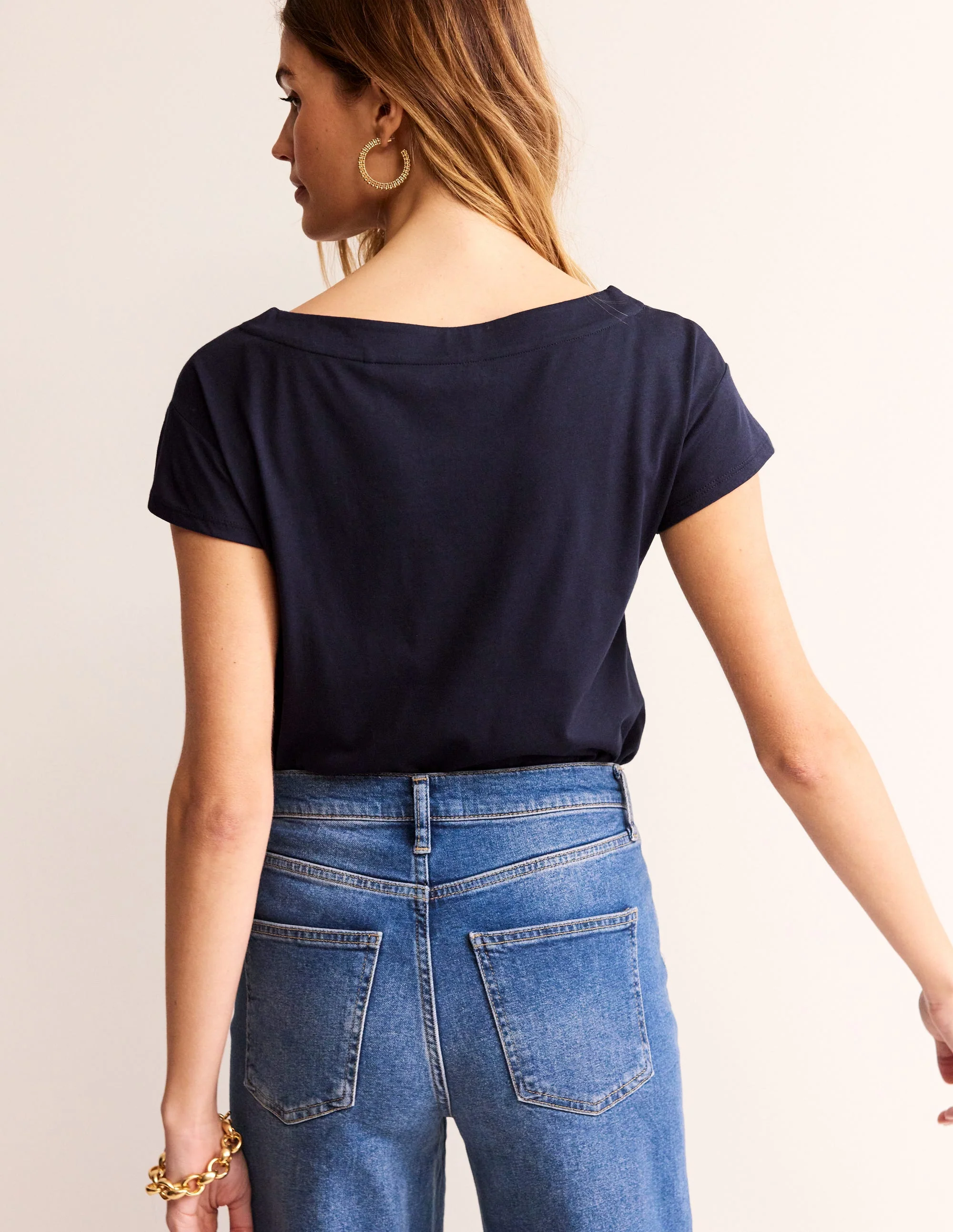 Superweiches T-Shirt mit U-Boot-Ausschnitt-Aqua Marine Marl - Image 3