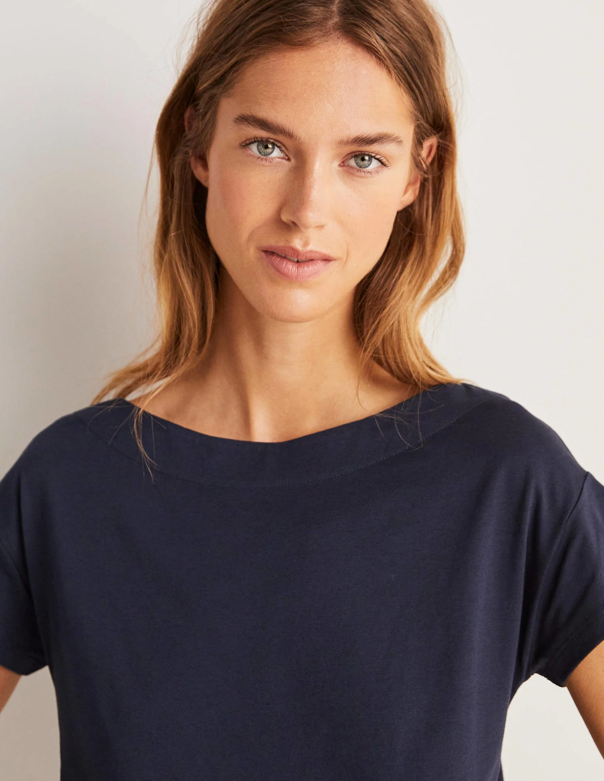 Superweiches T-Shirt mit U-Boot-Ausschnitt-Aqua Marine Marl - Image 6