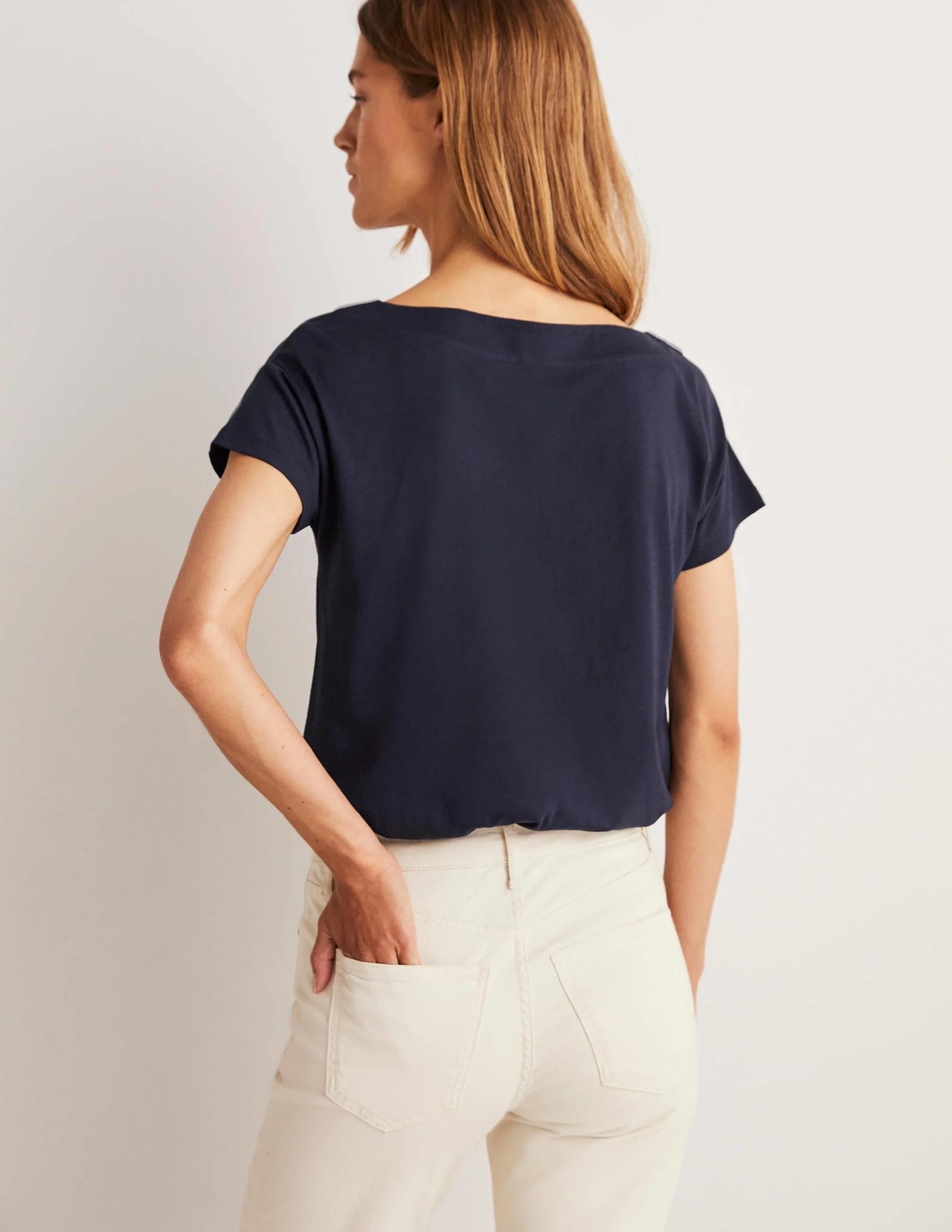 Superweiches T-Shirt mit U-Boot-Ausschnitt-Aqua Marine Marl - Image 7