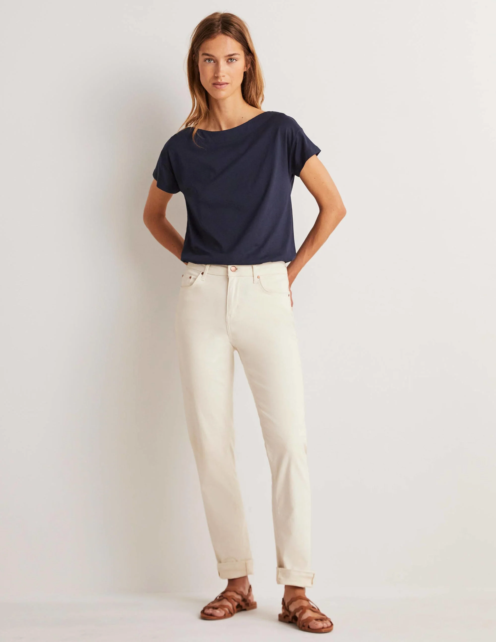 Superweiches T-Shirt mit U-Boot-Ausschnitt-Aqua Marine Marl - Image 8