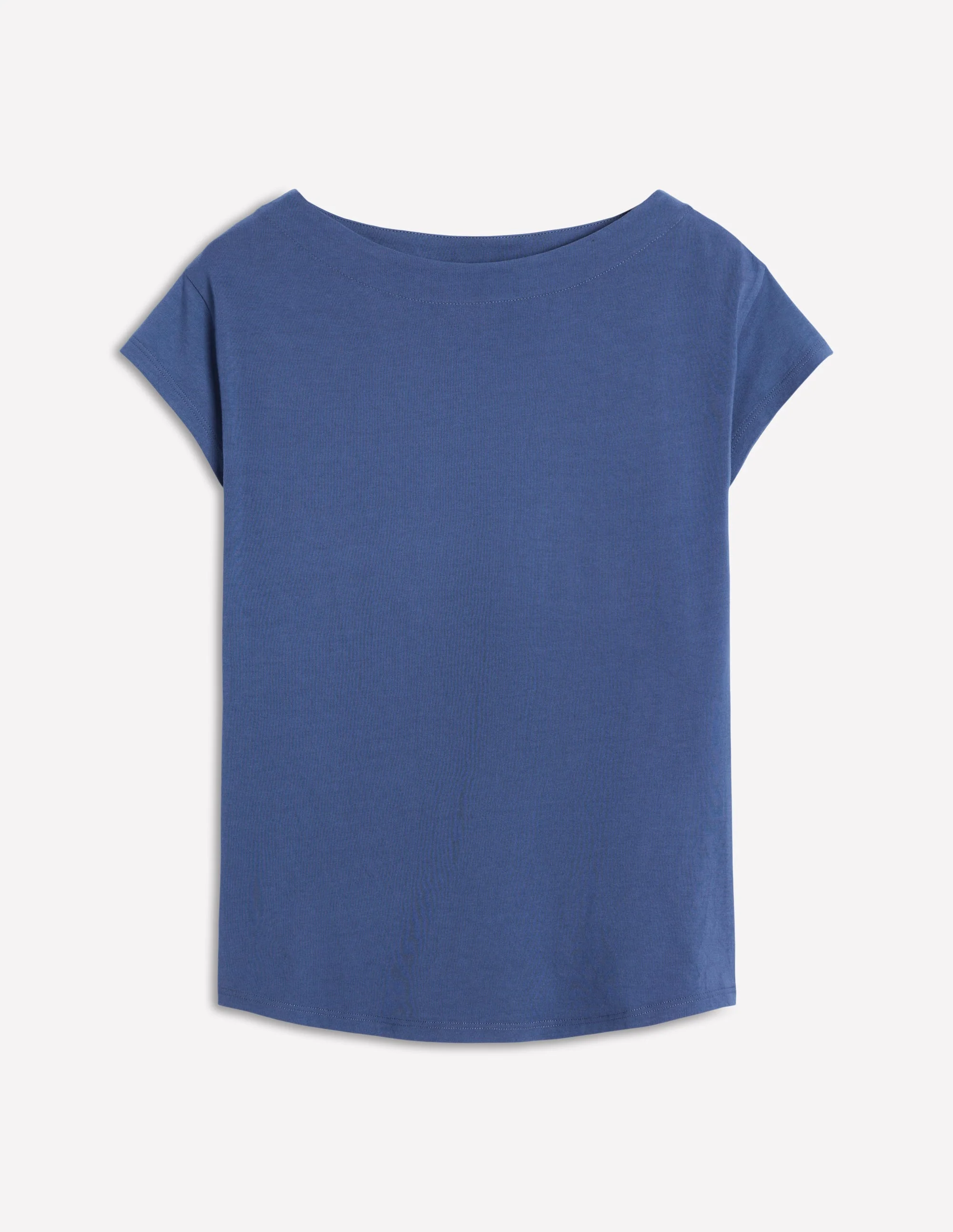 Superweiches T-Shirt mit U-Boot-Ausschnitt-Denim-Blau - Image 5