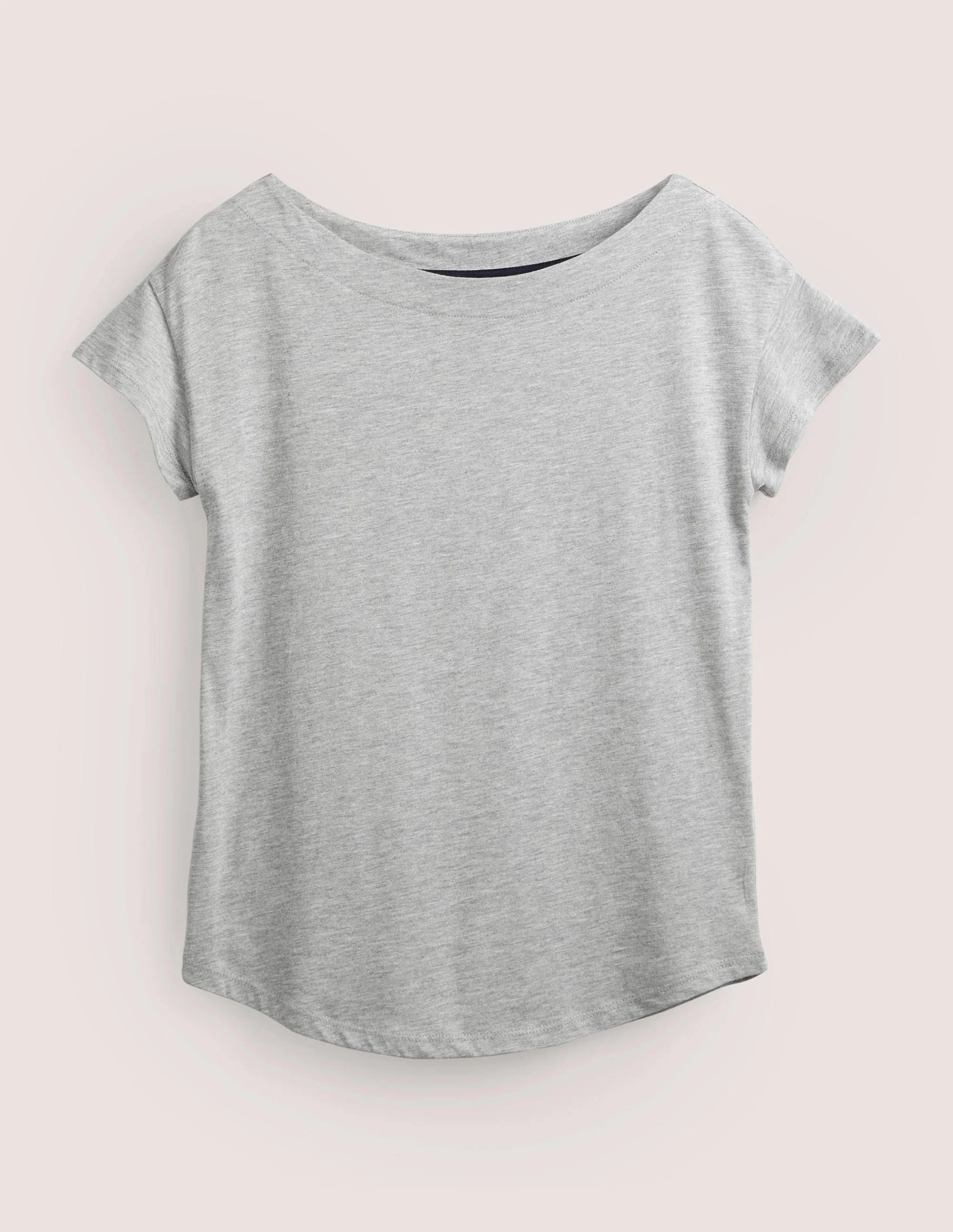 Superweiches T-Shirt mit U-Boot-Ausschnitt-Grau Meliert - Image 5