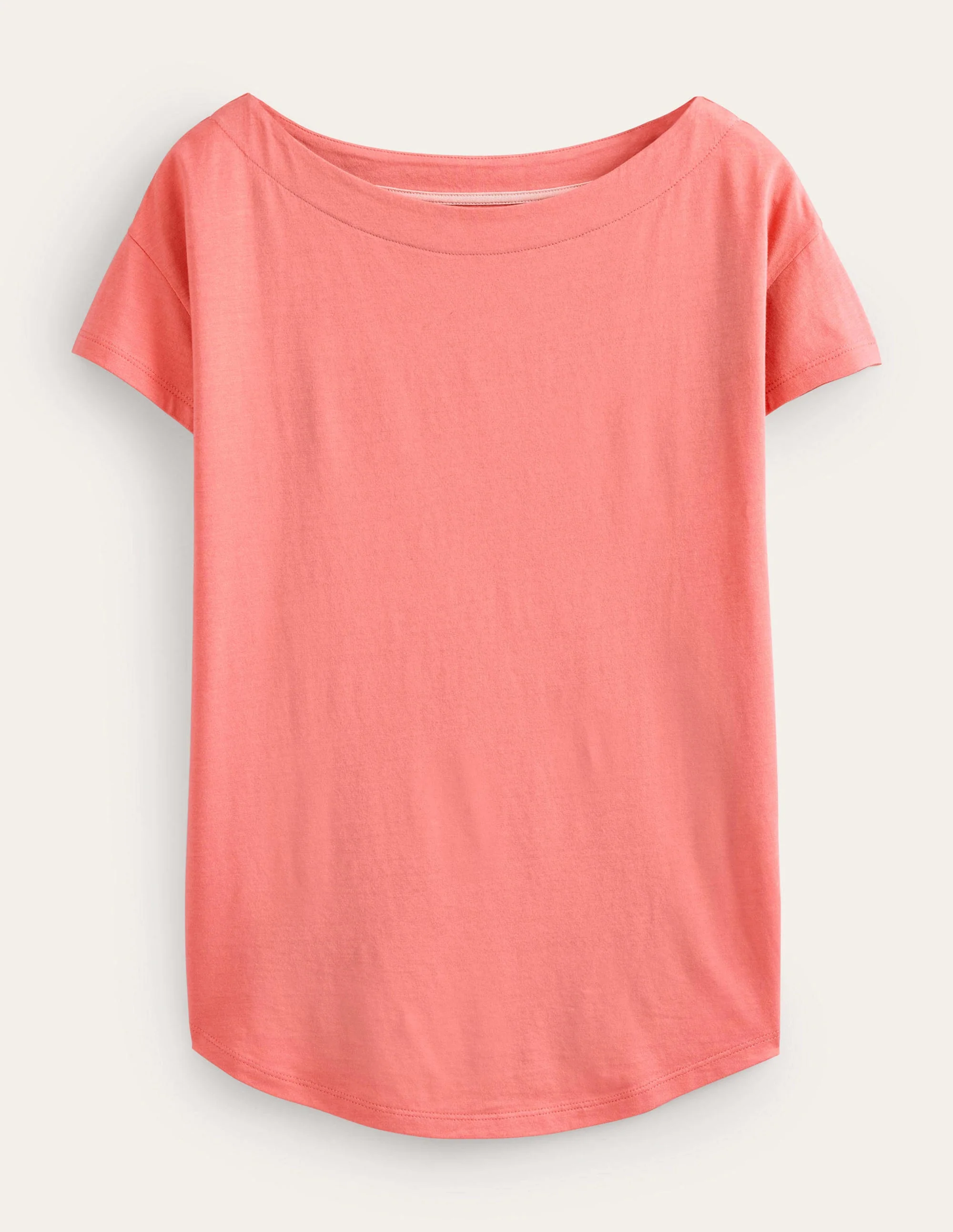 Superweiches T-Shirt mit U-Boot-Ausschnitt-Korallenrot - Image 5