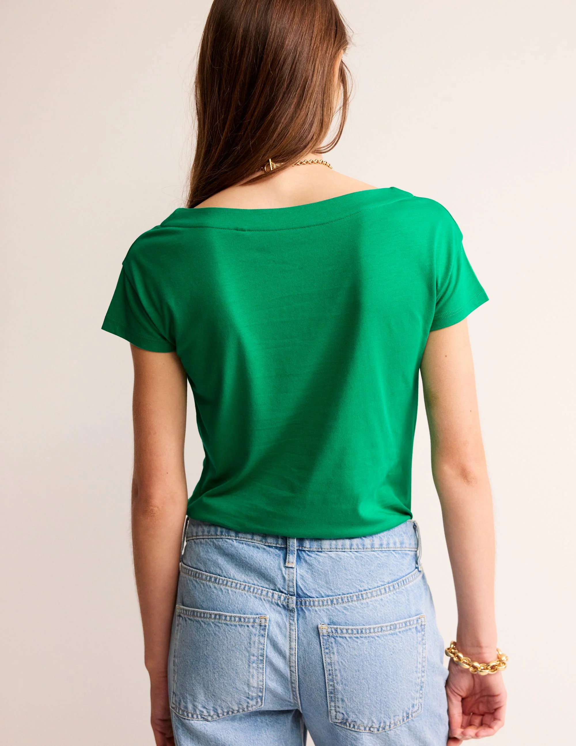 Superweiches T-Shirt mit U-Boot-Ausschnitt-Pfeffergrün - Image 3