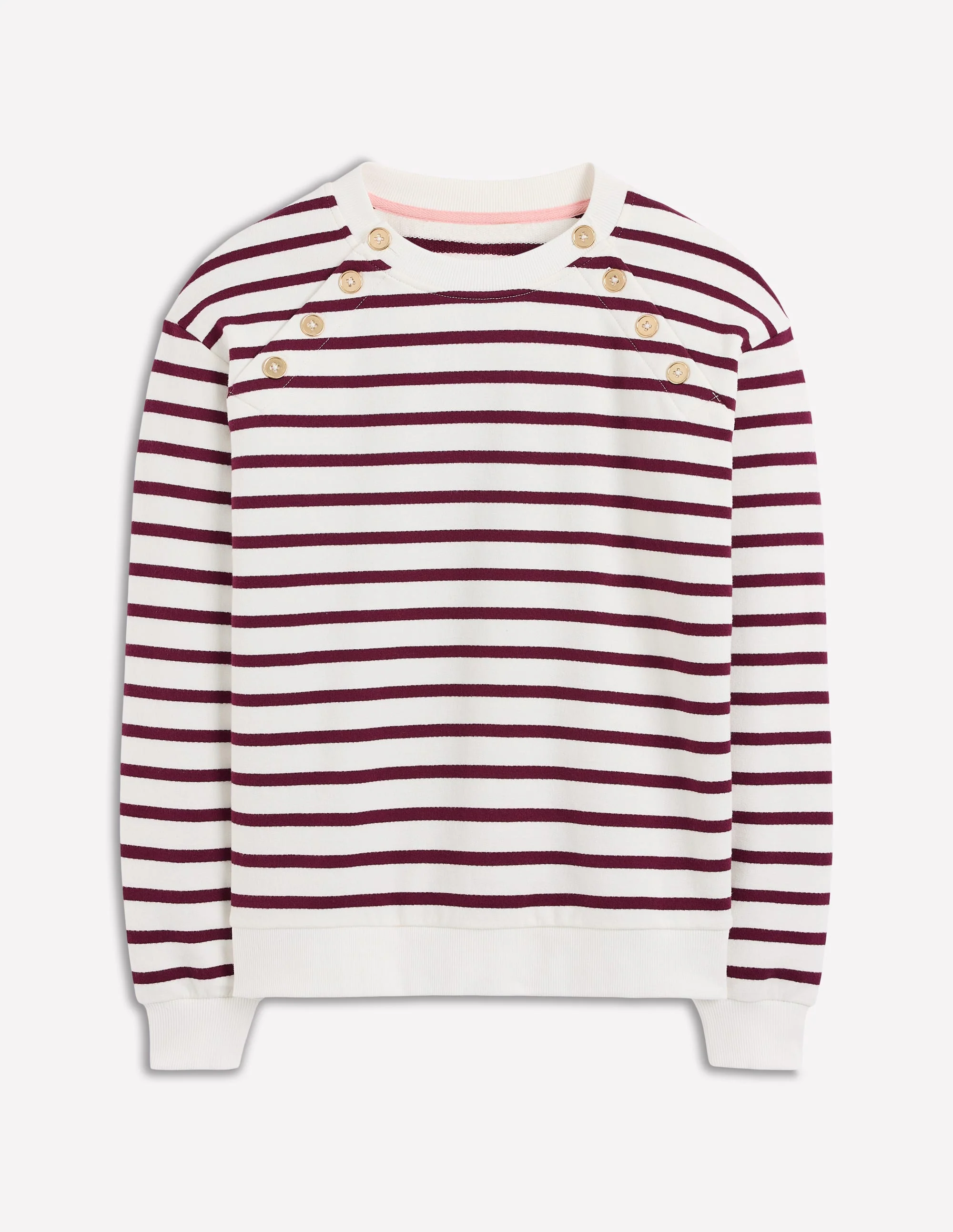 Sweatshirt mit Knopfdetail-Dunkler Blauregen, Naturweiß - Image 5