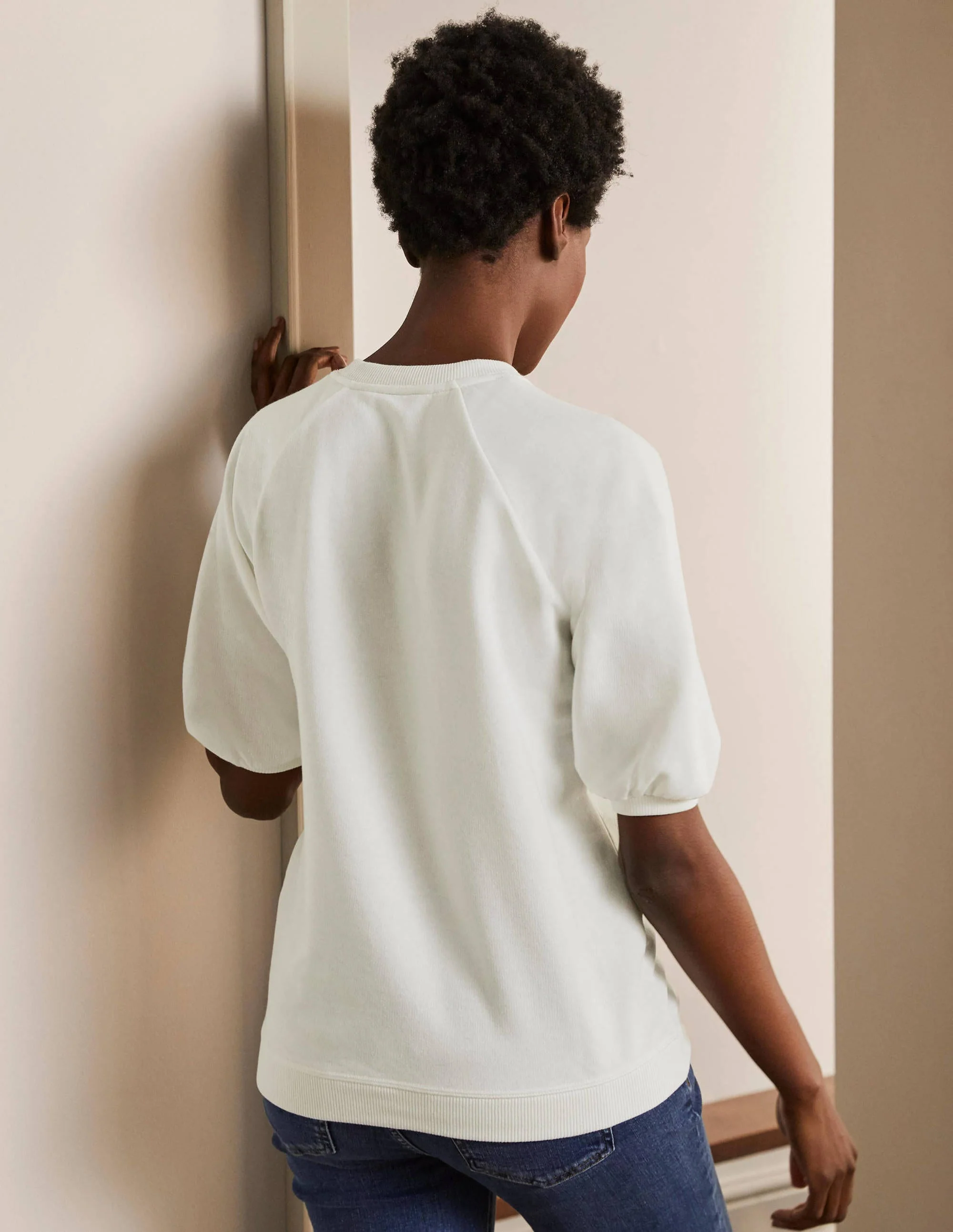 Sweatshirt mit kurzen Puffärmeln-Naturweiß - Image 3