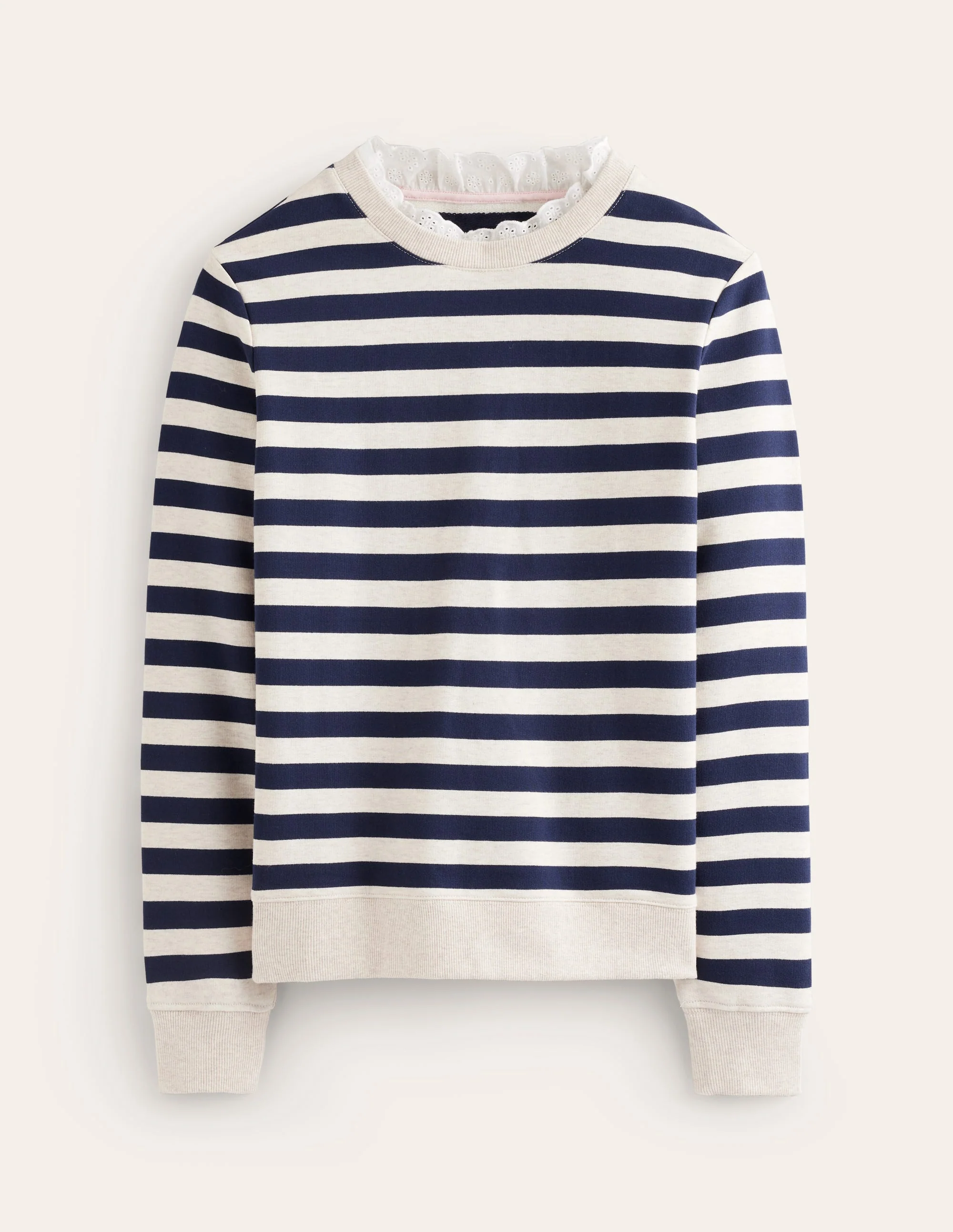 Sweatshirt mit Lochstickerei-Marineblau, Grau Meliert Gestreift - Image 5