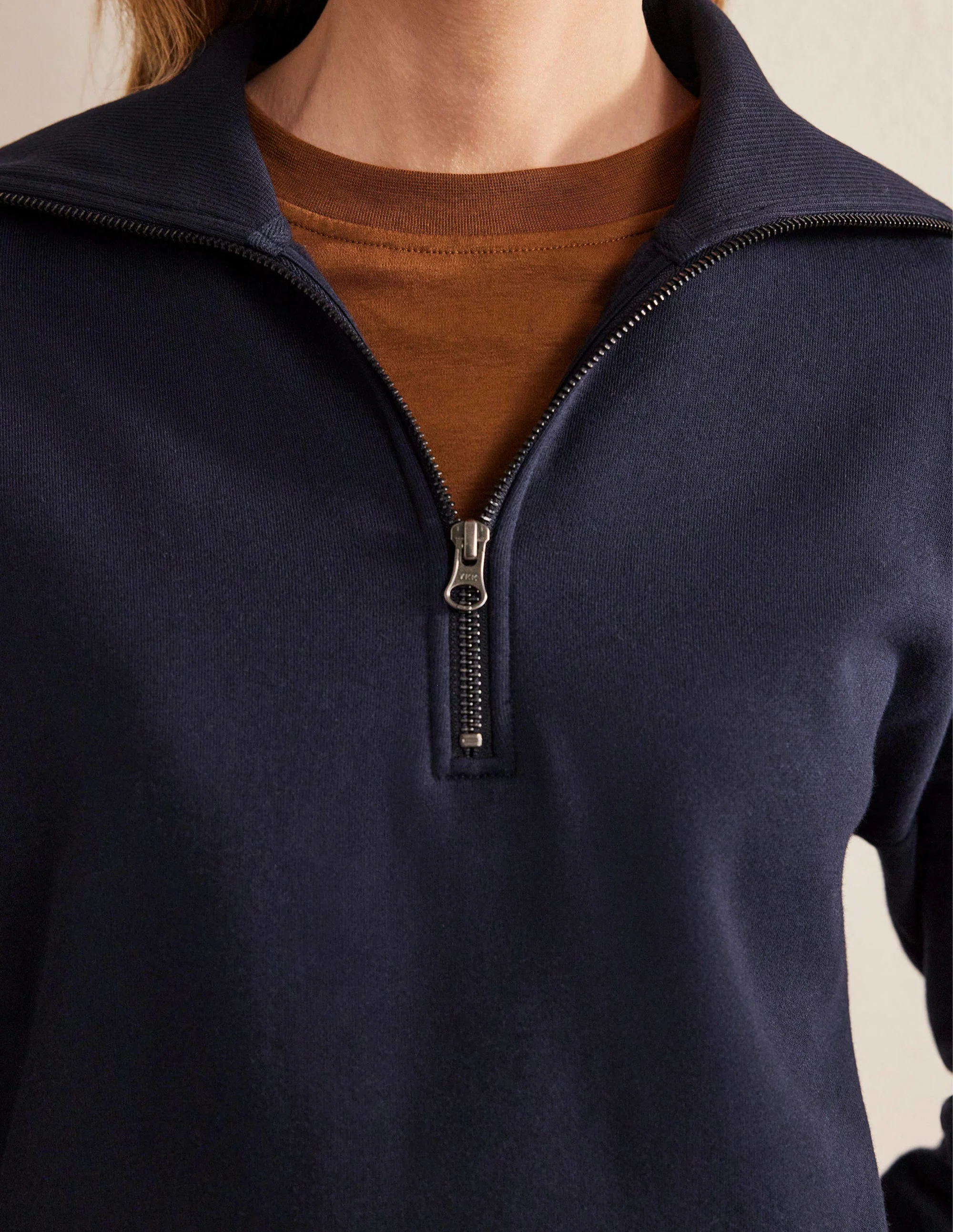 Sweatshirt mit Trichterkragen und Reißverschluss-Marineblau - Image 2