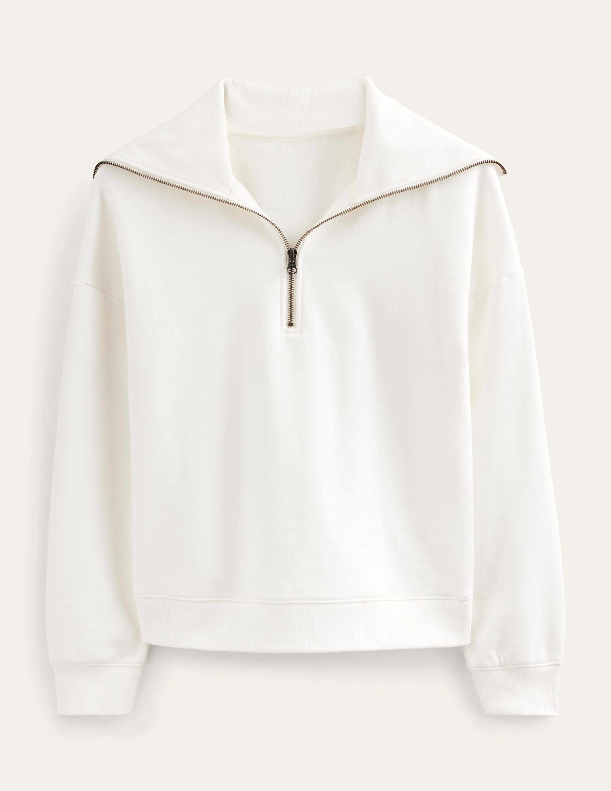 Sweatshirt mit Trichterkragen und Reißverschluss-Naturweiß - Image 5
