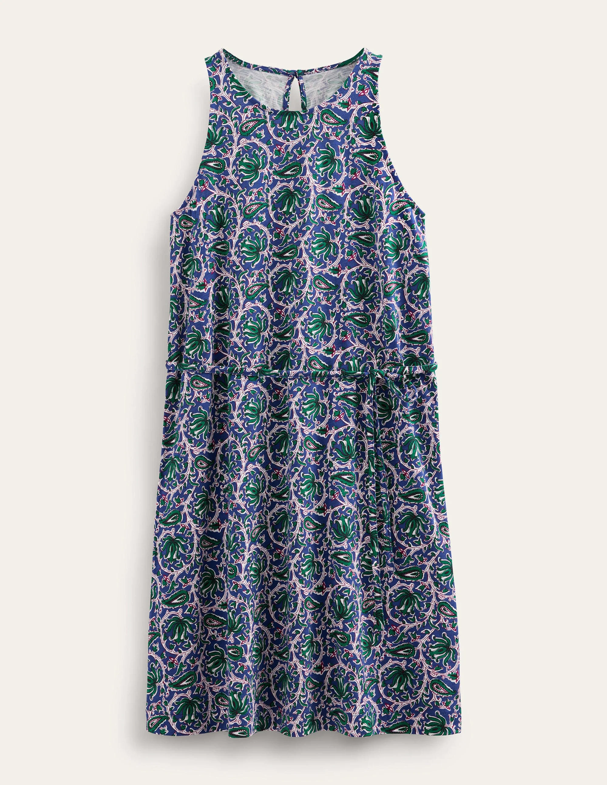 Swingkleid aus Jersey-Wellenblau, Blumenranke - Image 5