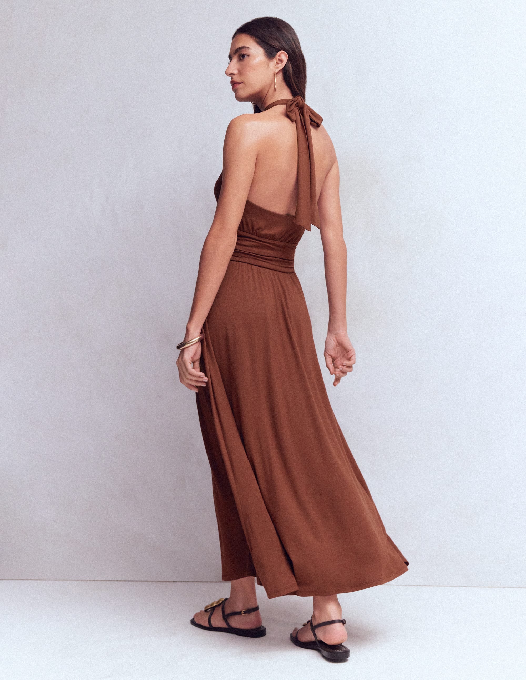 Sydney Jerseykleid mit gedrehtem Ausschnitt-Rostbraun - Image 4