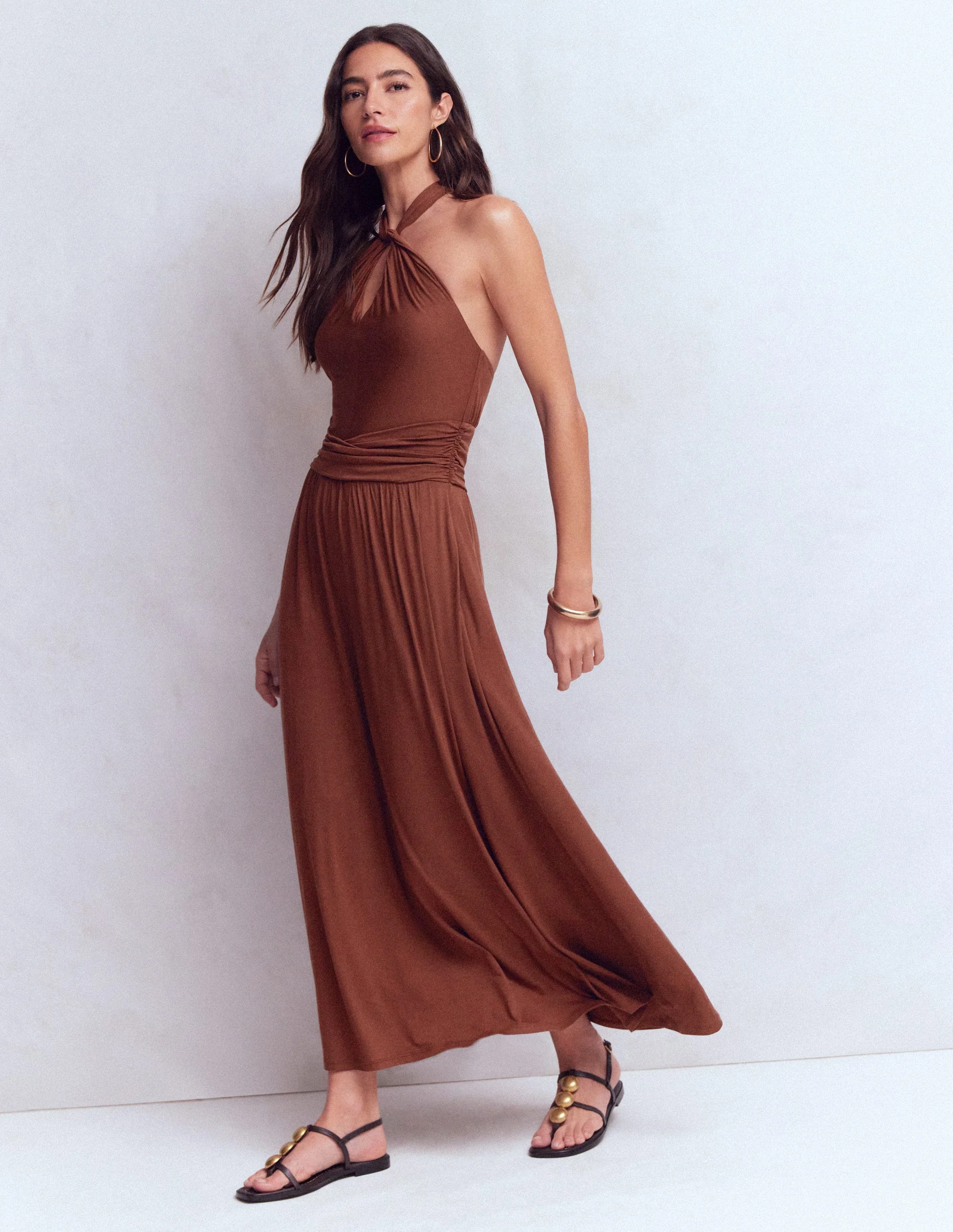 Sydney Jerseykleid mit gedrehtem Ausschnitt-Rostbraun - Image 5