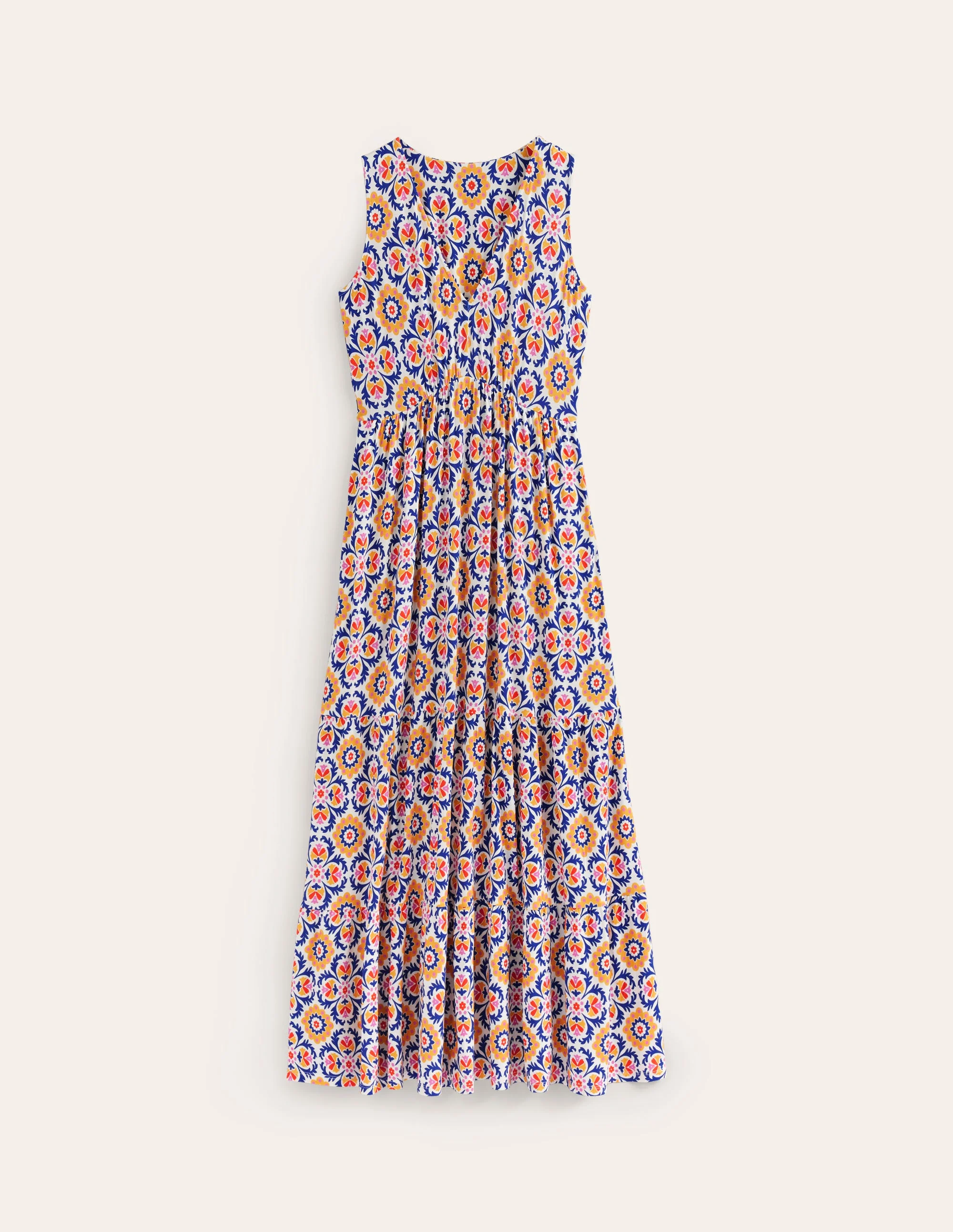 Sylvia Maxi-Stufenkleid aus Jersey-Künstlerisches Gold, Mosaik Blüte - Image 5