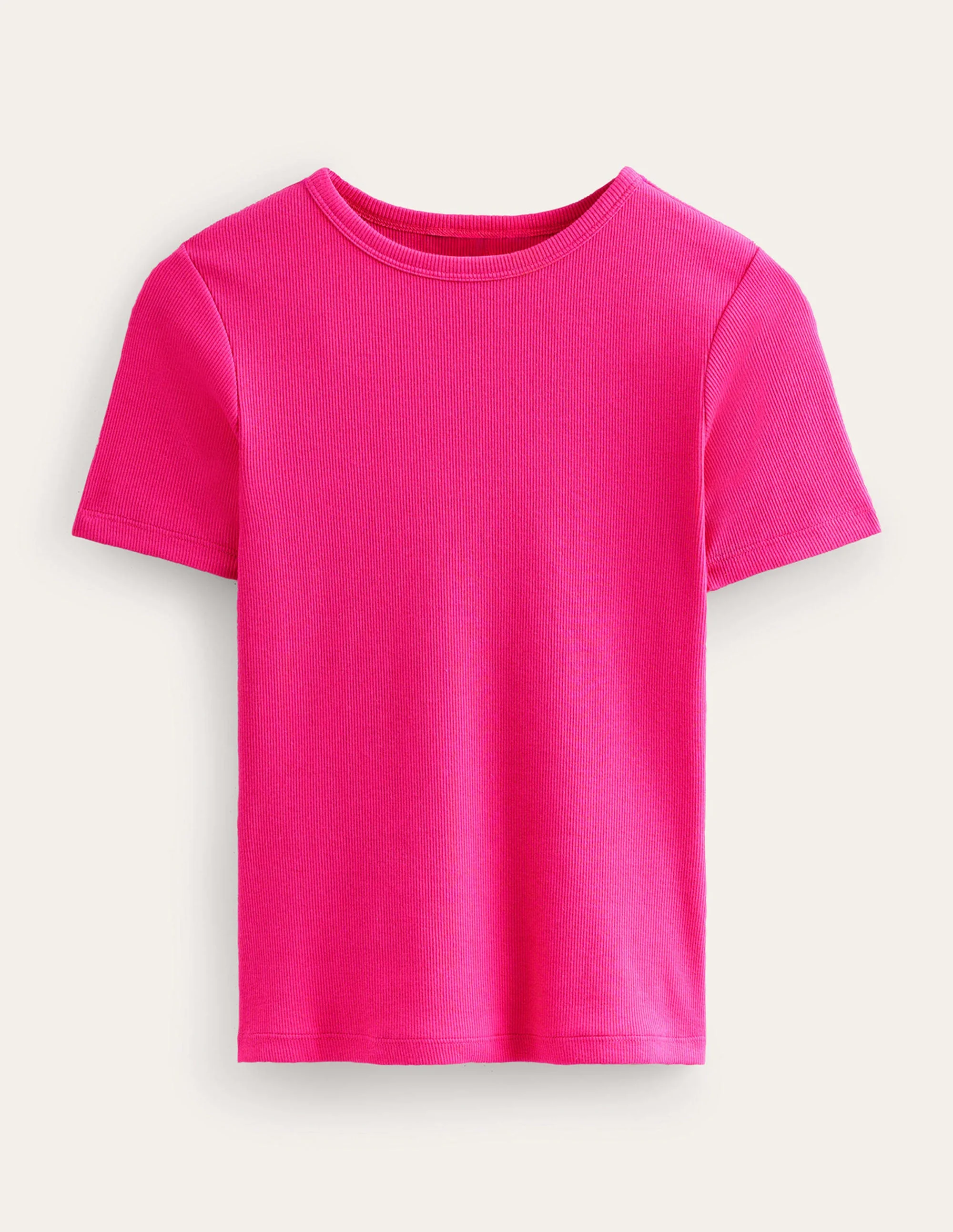 T-Shirt aus Baumwoll-Rippstrick-Kabarettrosa - Image 5