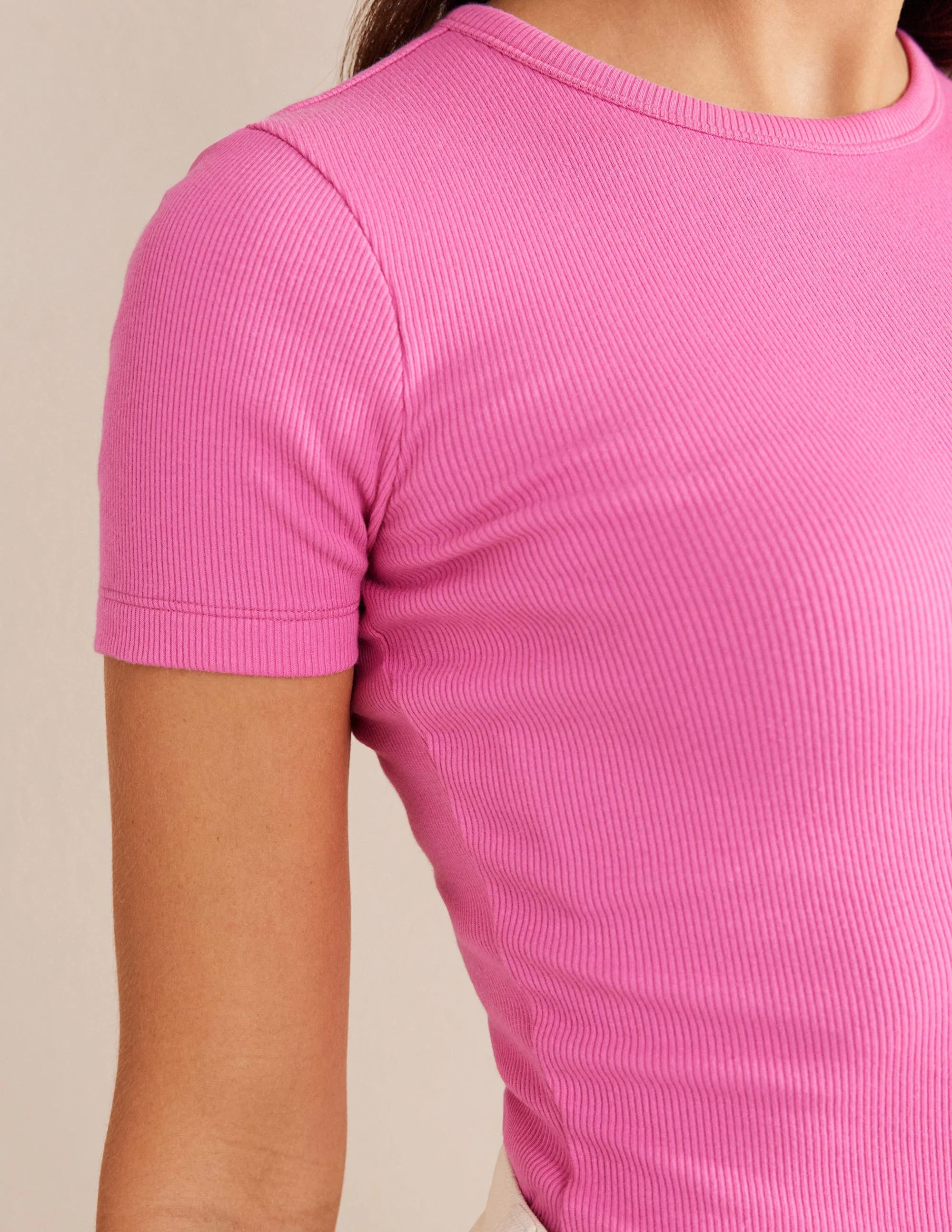 T-Shirt aus Baumwoll-Rippstrick-Pflaumenblüte - Image 2