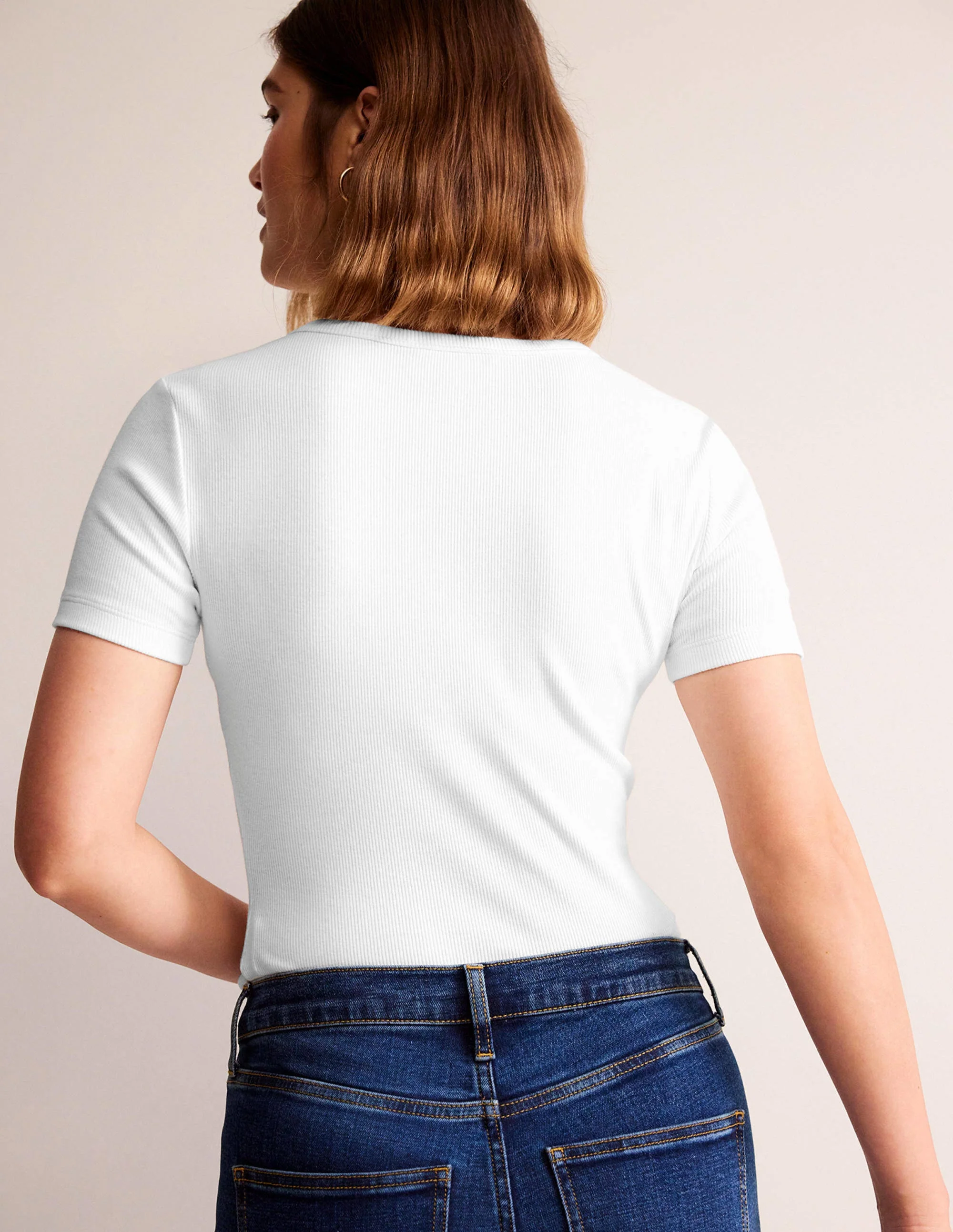 T-Shirt aus Baumwoll-Rippstrick-Weiß - Image 3