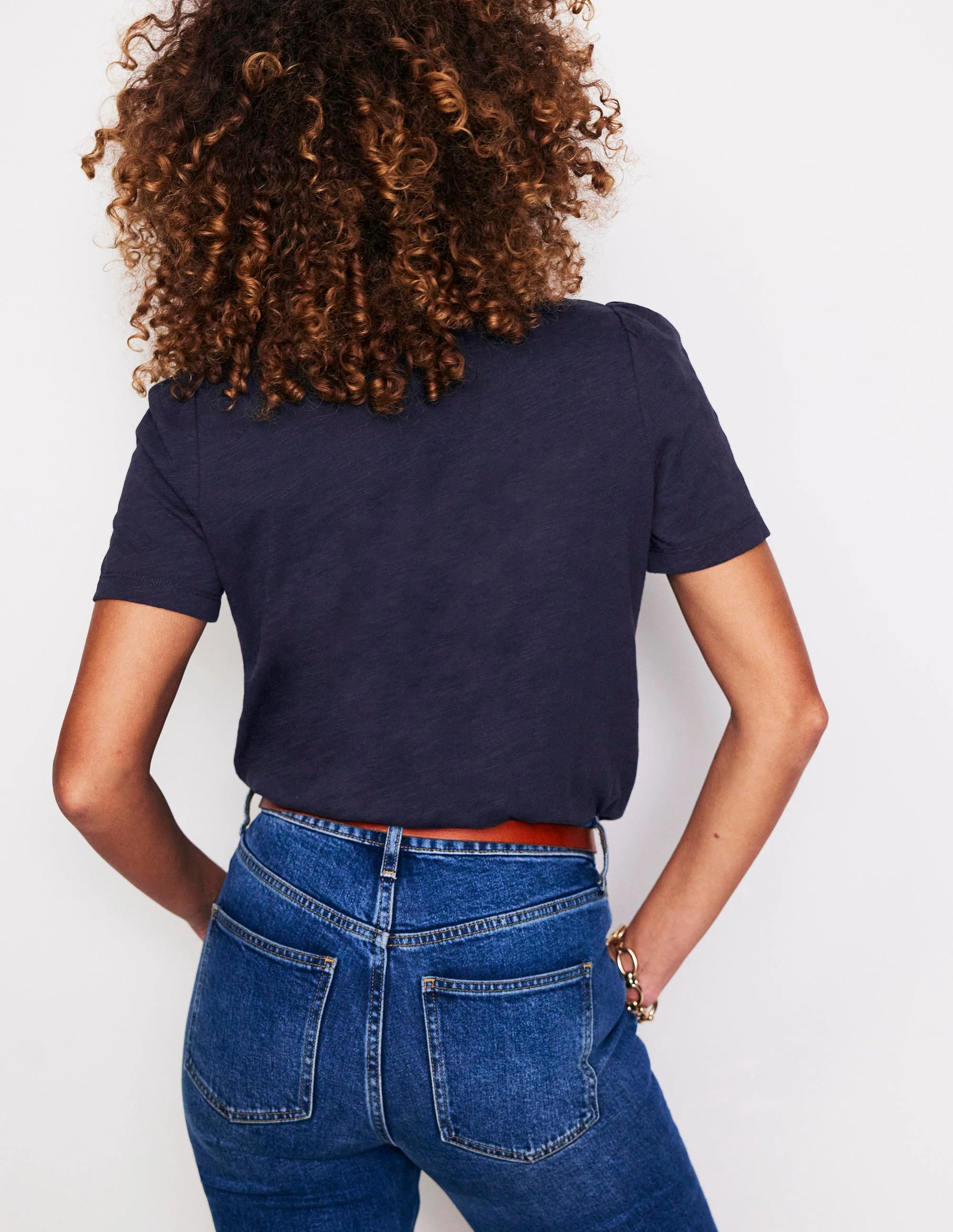 T-Shirt aus Baumwolle mit Puffärmeln-Aqua Marine Marl - Image 3