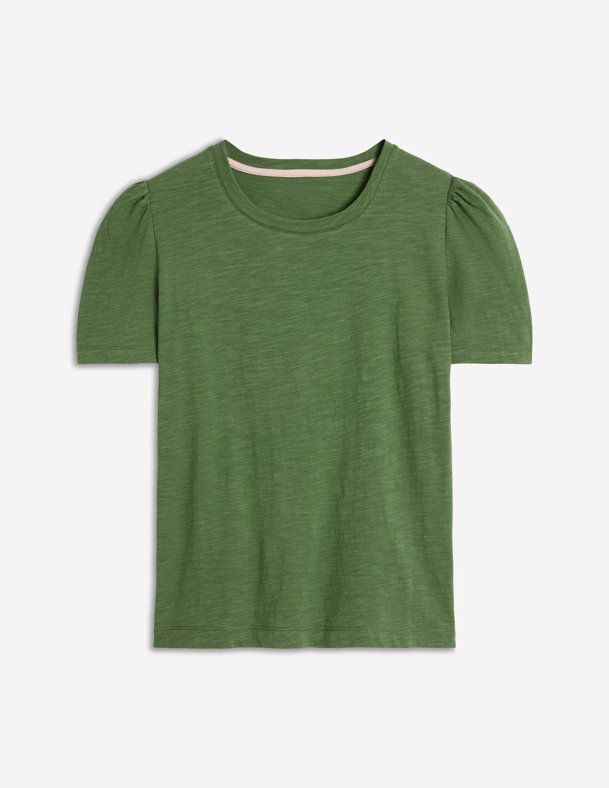 T-Shirt aus Baumwolle mit Puffärmeln-Dunkles Teichgrün - Image 5