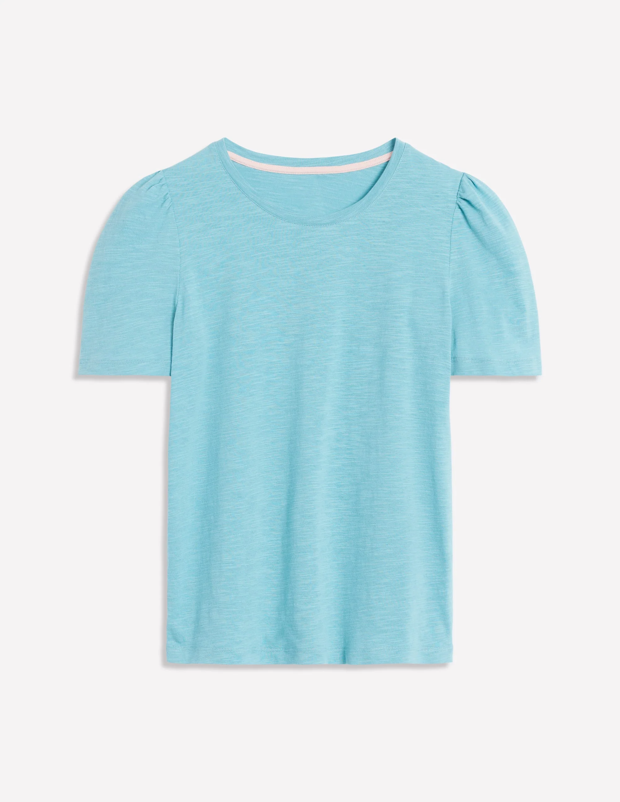 T-Shirt aus Baumwolle mit Puffärmeln-Enteneiblau - Image 5