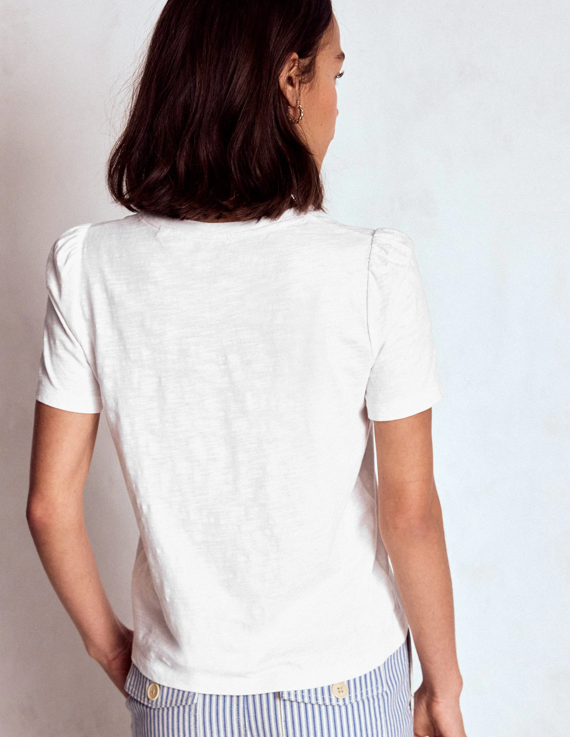 T-Shirt aus Baumwolle mit Puffärmeln-Weiß - Image 3