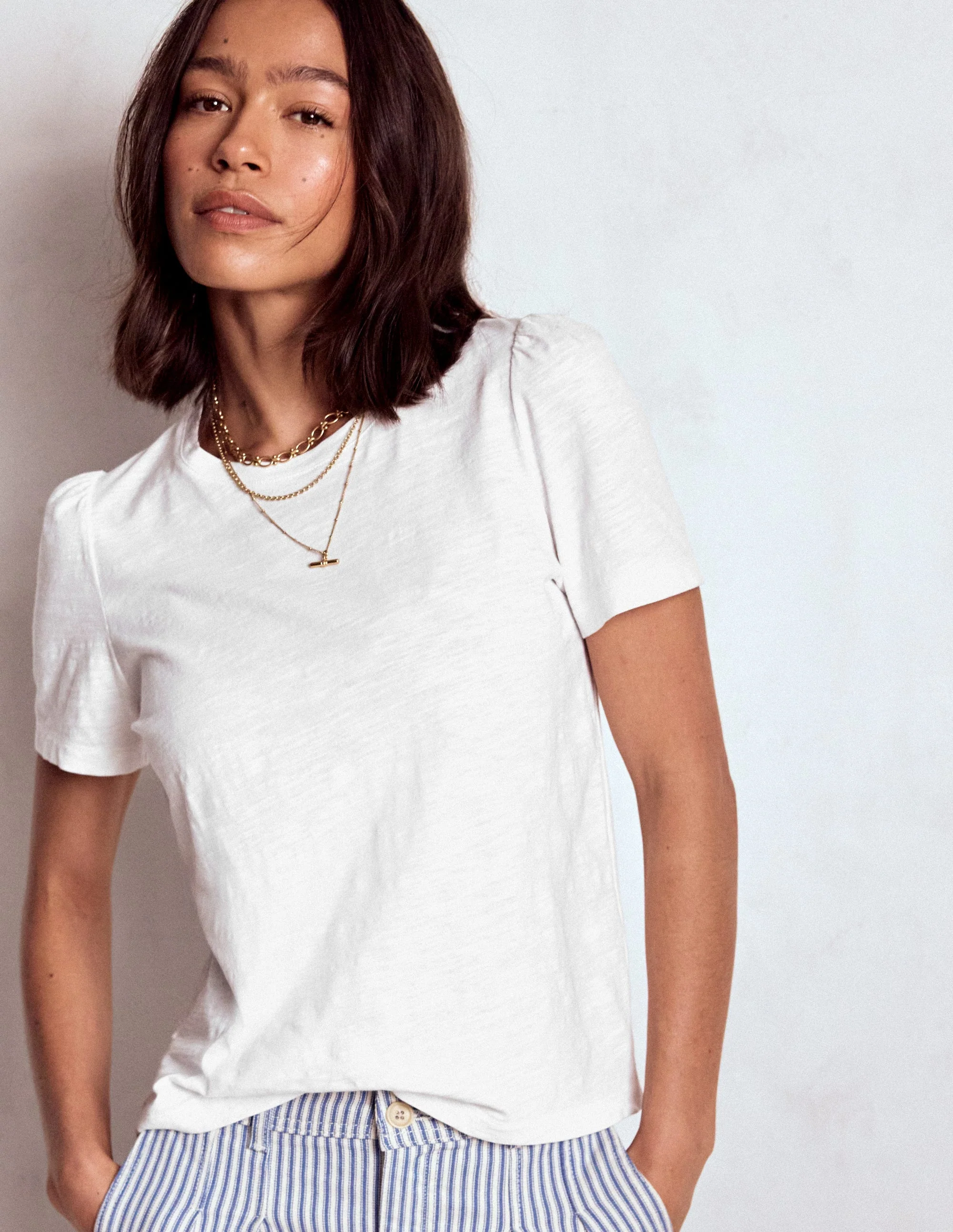 T-Shirt aus Baumwolle mit Puffärmeln-Weiß - Image 4