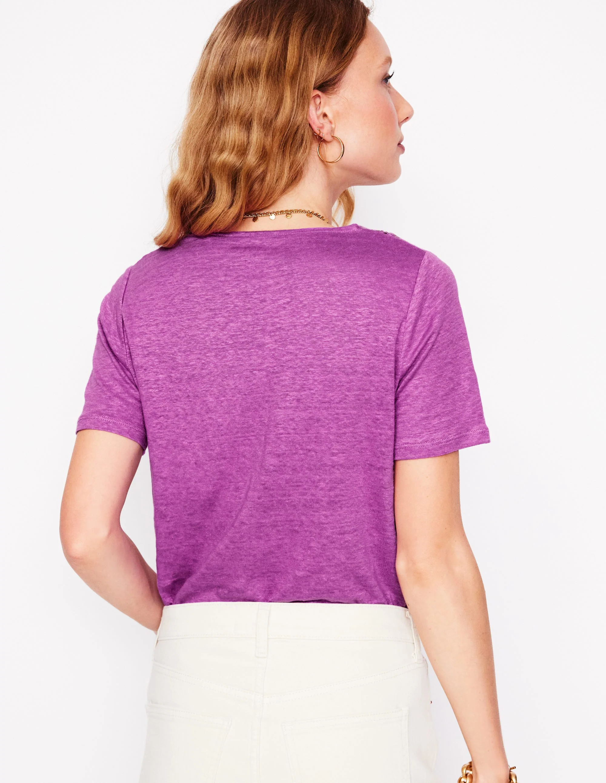 T-Shirt aus Leinen mit Spitzenbesatz-Prachtscharten - Image 4