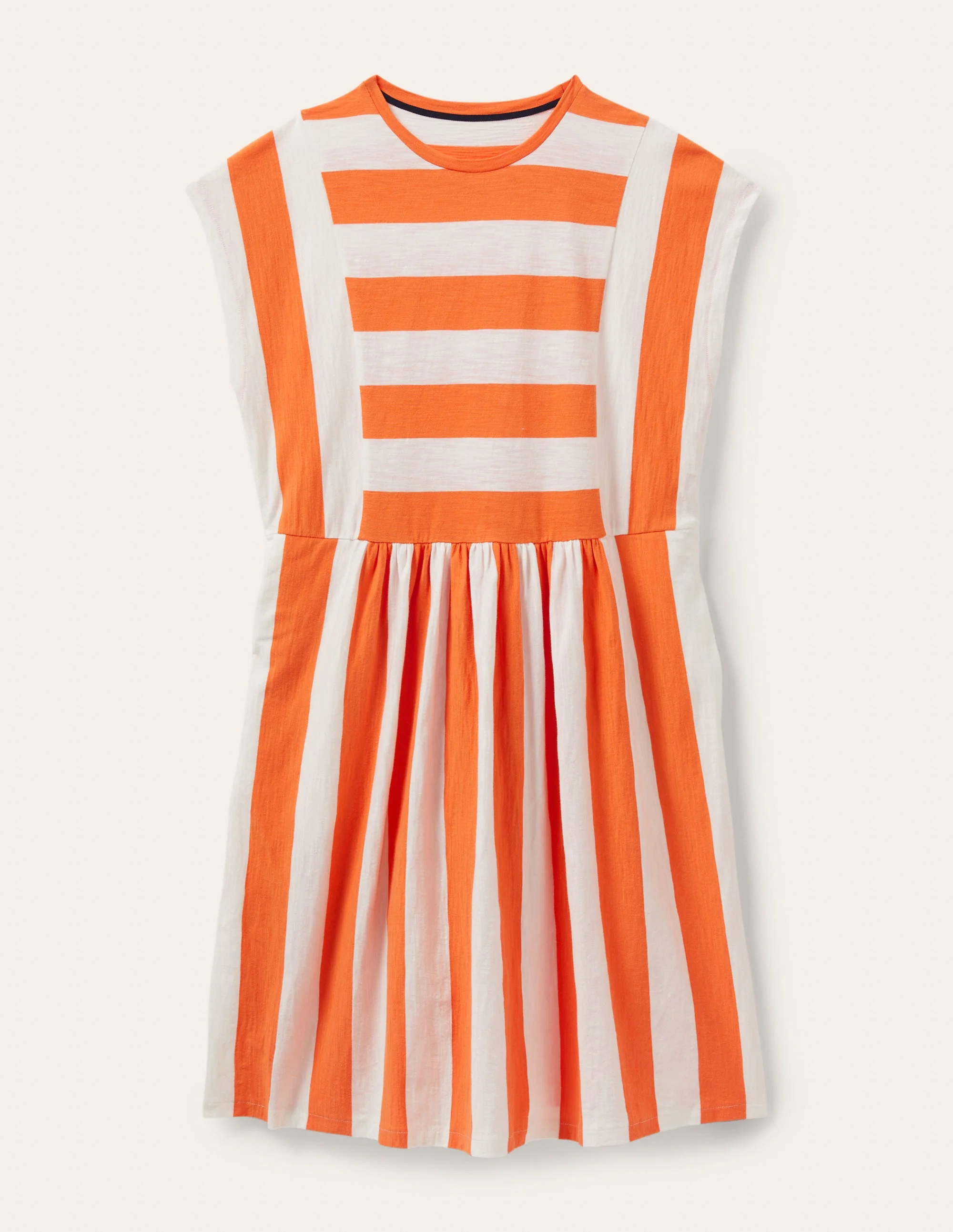 T-Shirt-Kleid aus Jersey-Gedecktes Orange/Naturweiß, Gestreift - Image 5