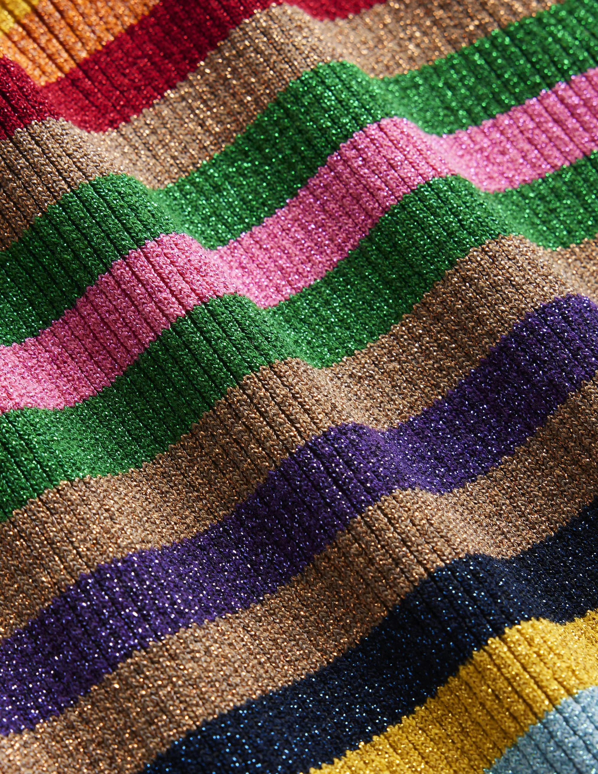 T-Shirt mit hohem Kragen und Lurex-Bunt, Lurexstreifen - Image 6