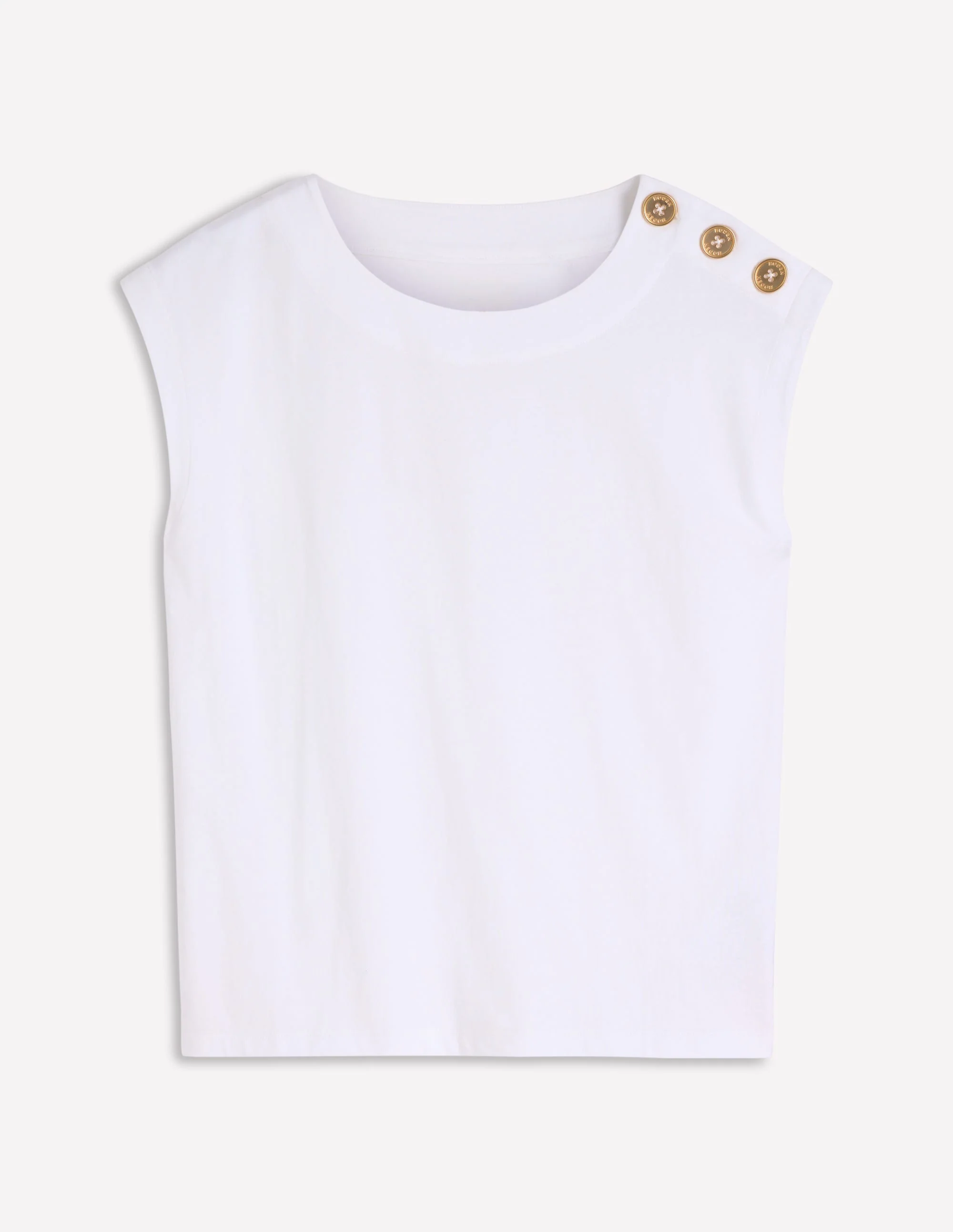 T-Shirt mit Knopfdetail-Weiß - Image 5