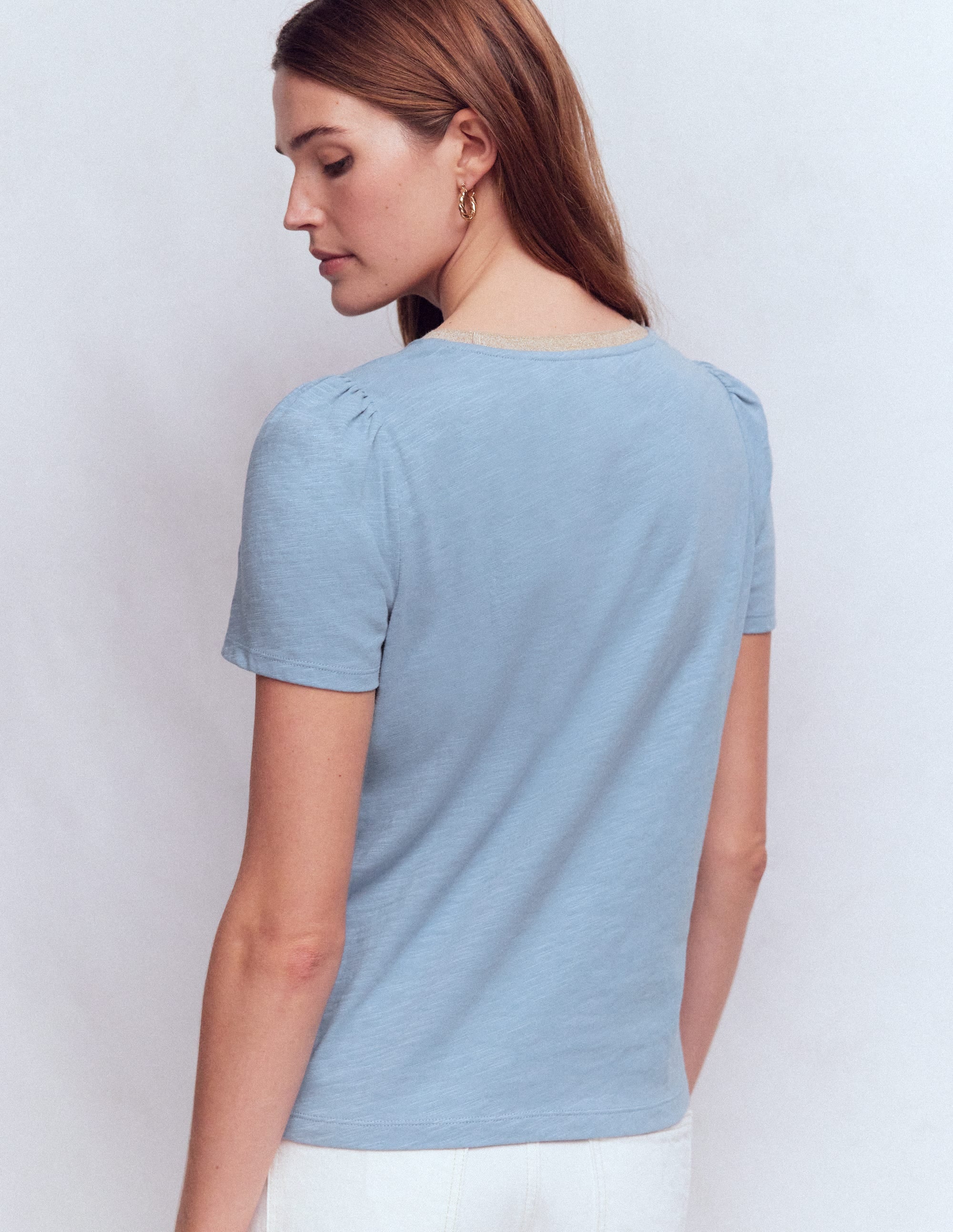 T-Shirt mit Metallic-Besatz-Französisches Blau - Image 3
