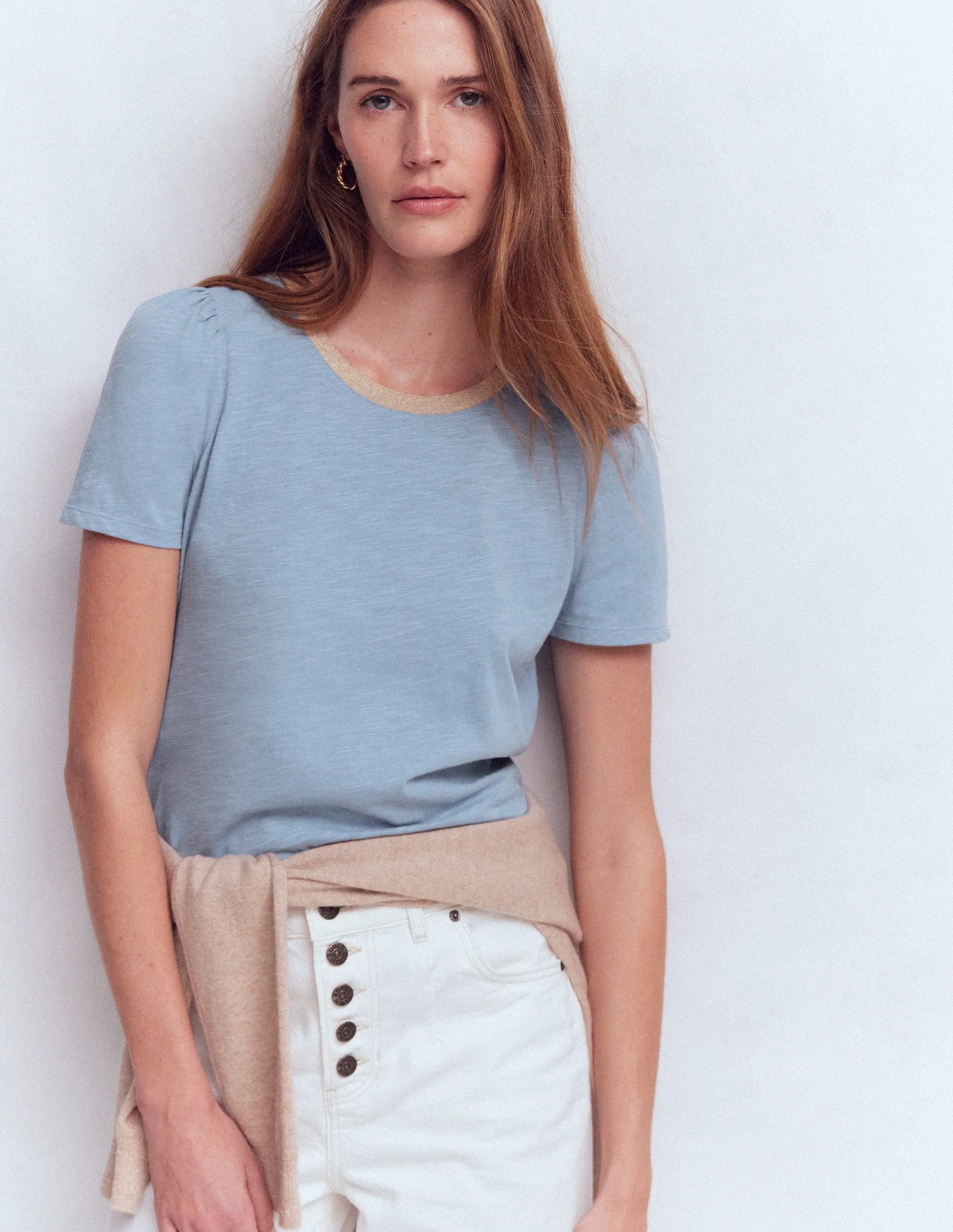 T-Shirt mit Metallic-Besatz-Französisches Blau - Image 4