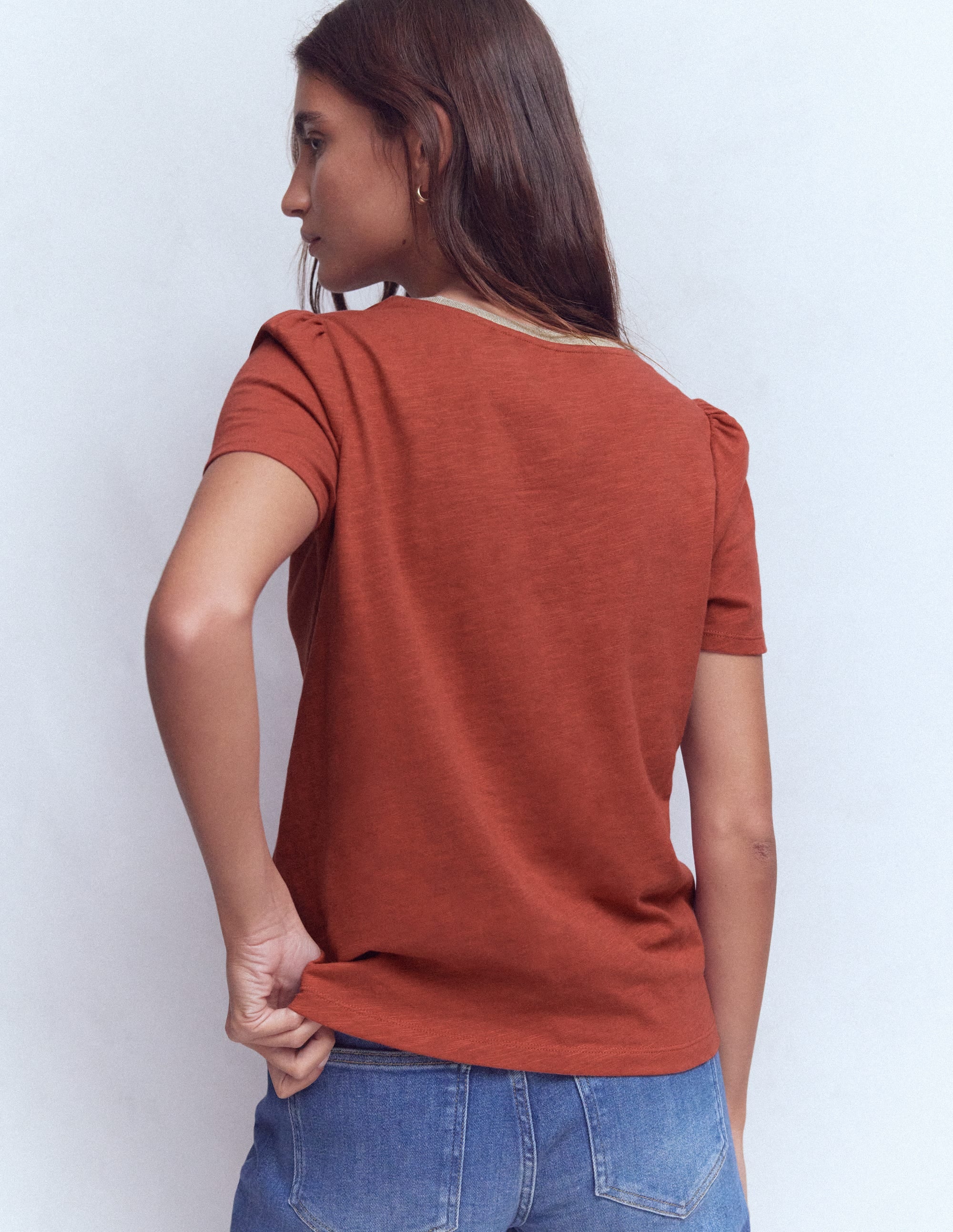 T-Shirt mit Metallic-Besatz-Kastanienbraun - Image 3