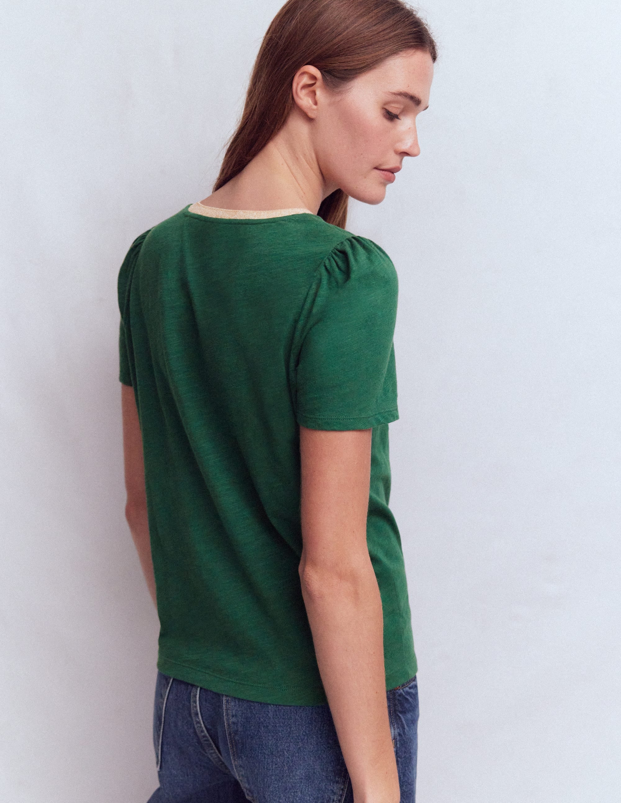 T-Shirt mit Metallic-Besatz-Trekking-Grün - Image 3