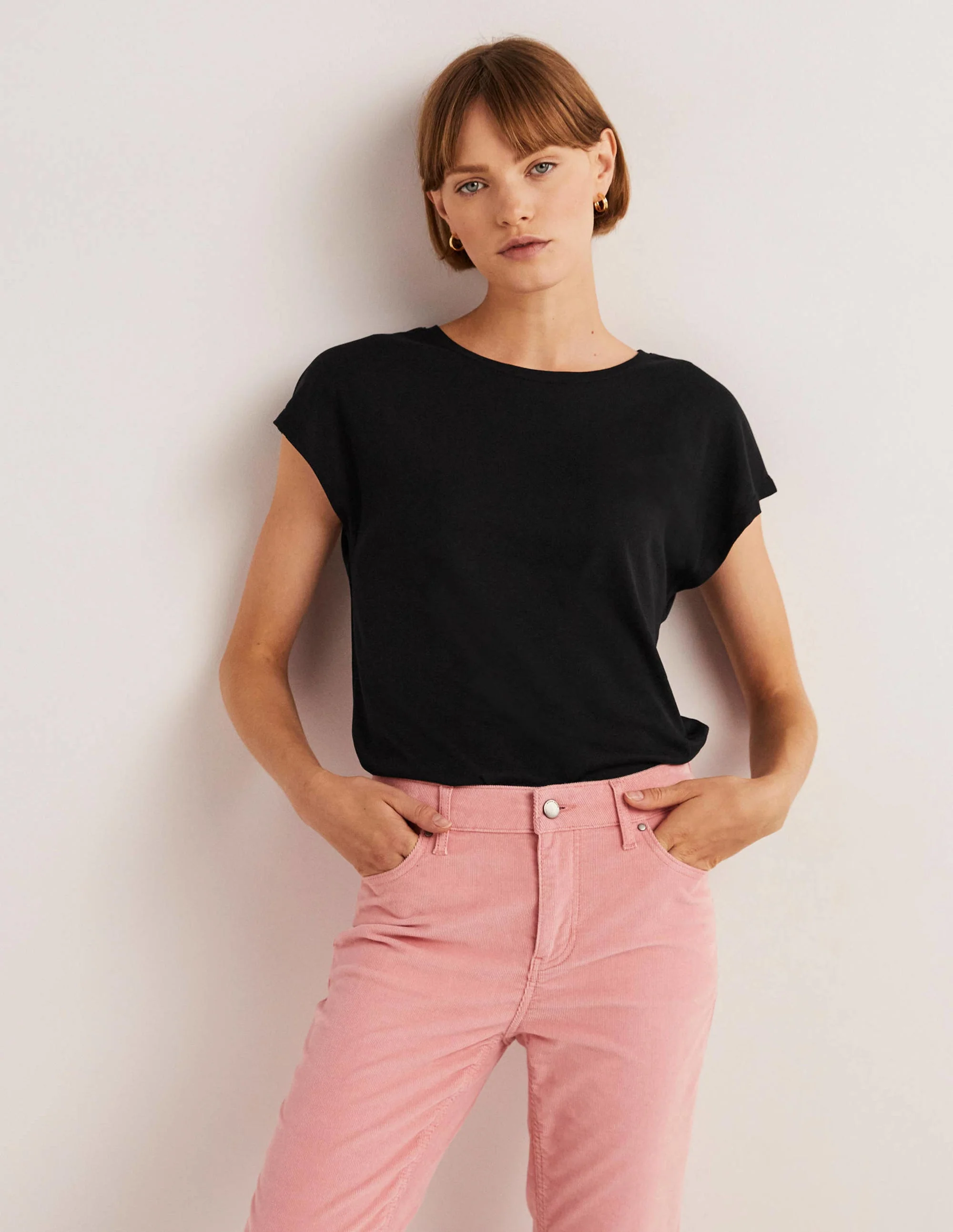 T-Shirt mit übergehenden Ärmeln-Schwarz