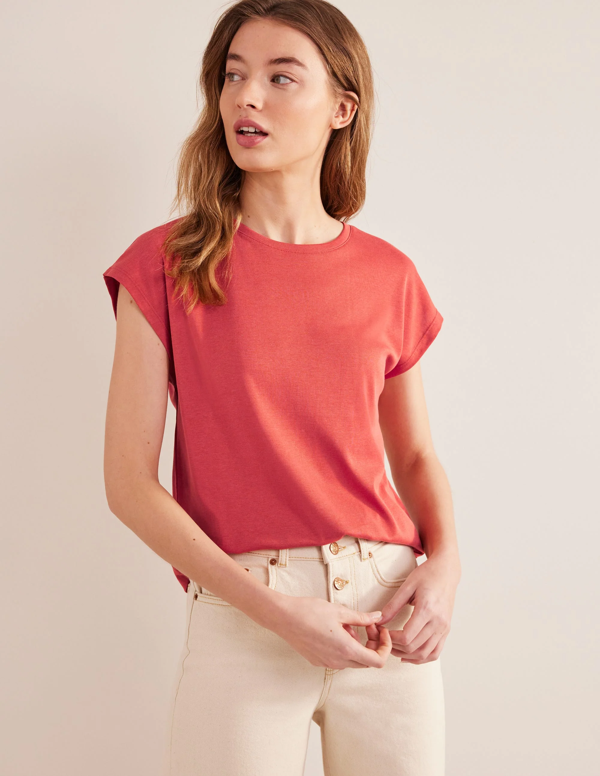 T-Shirt mit übergehenden Ärmeln-Tomatenrot