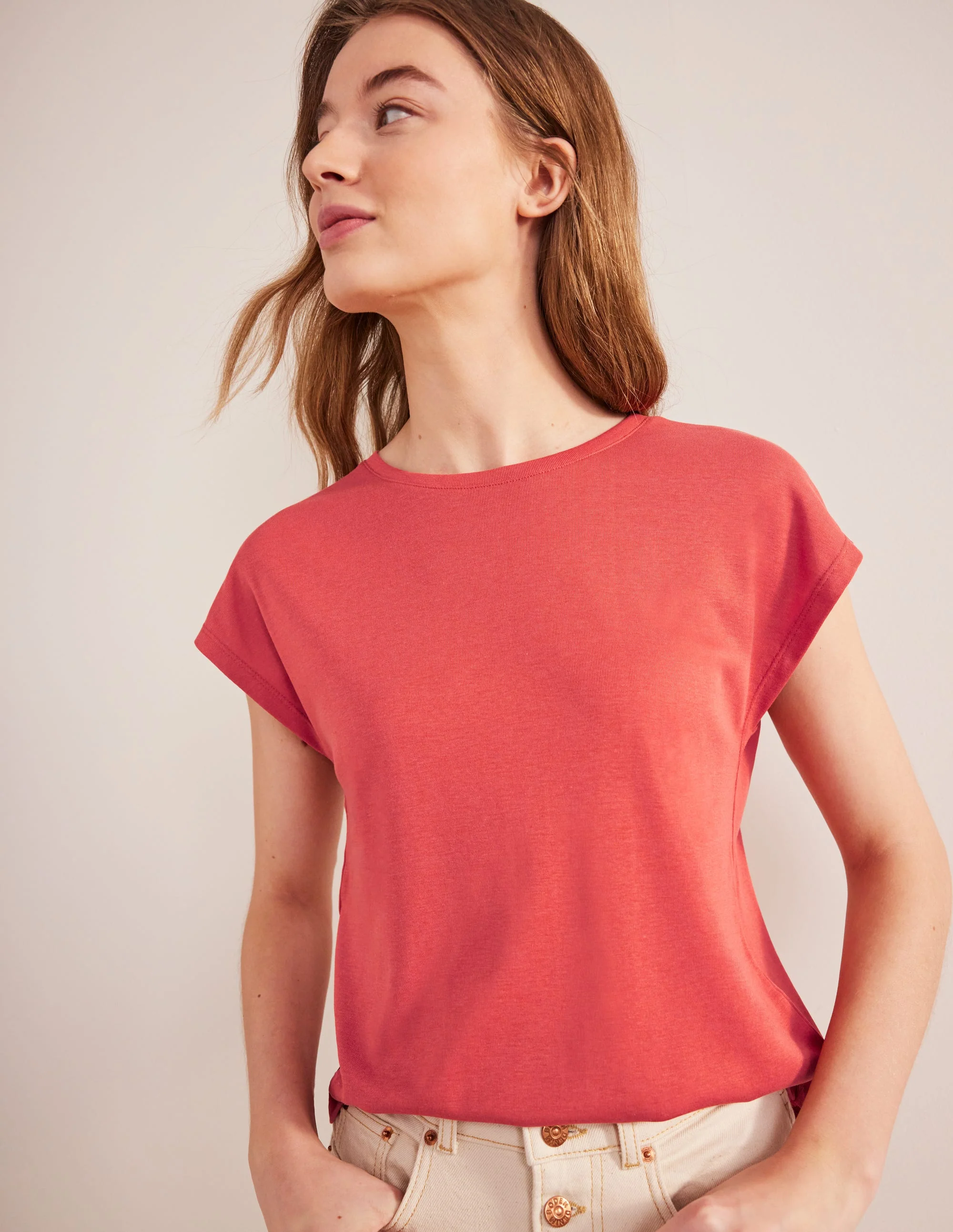 T-Shirt mit übergehenden Ärmeln-Tomatenrot - Image 4
