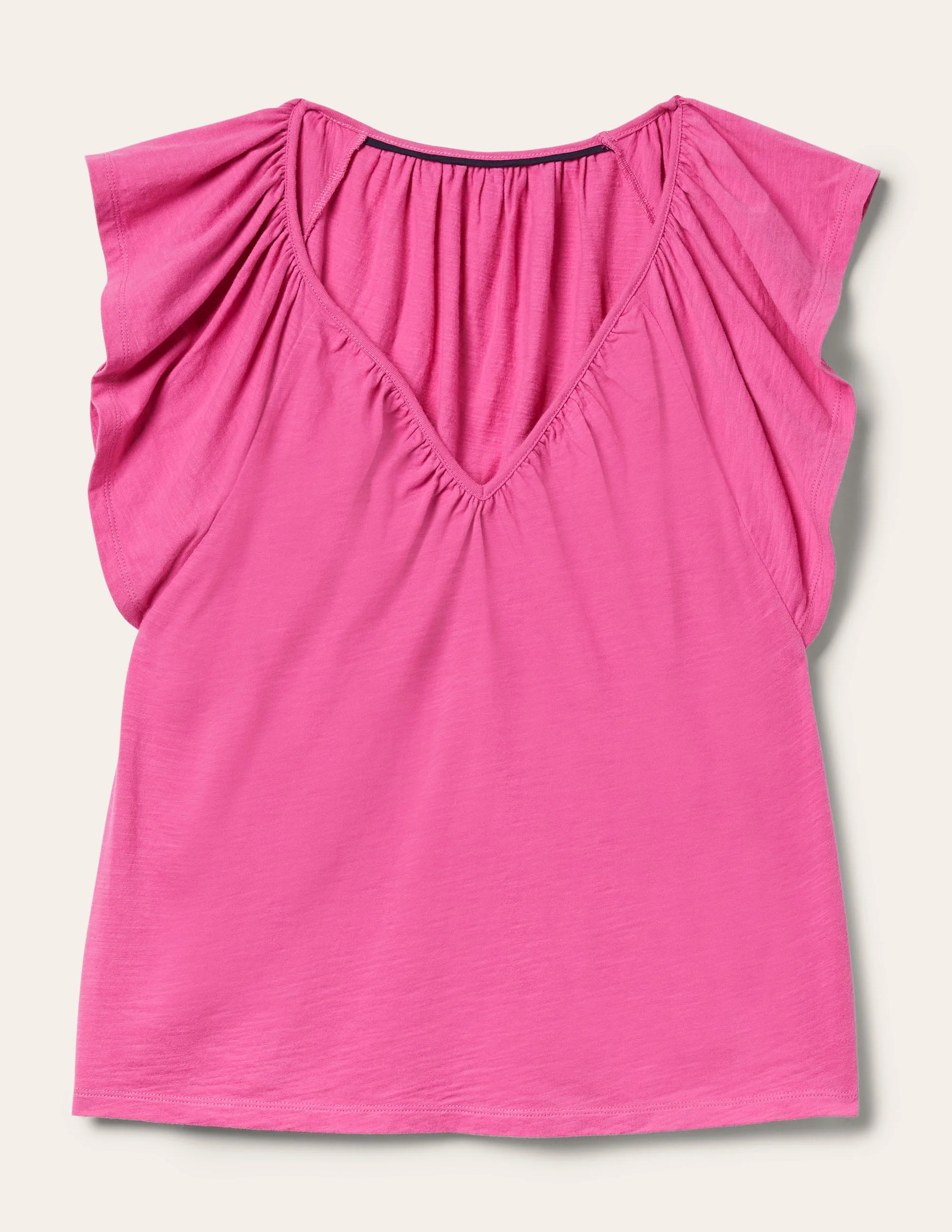 T-Shirt mit V-Ausschnitt und Flatterärmeln-Rosa, Weltraum - Image 5