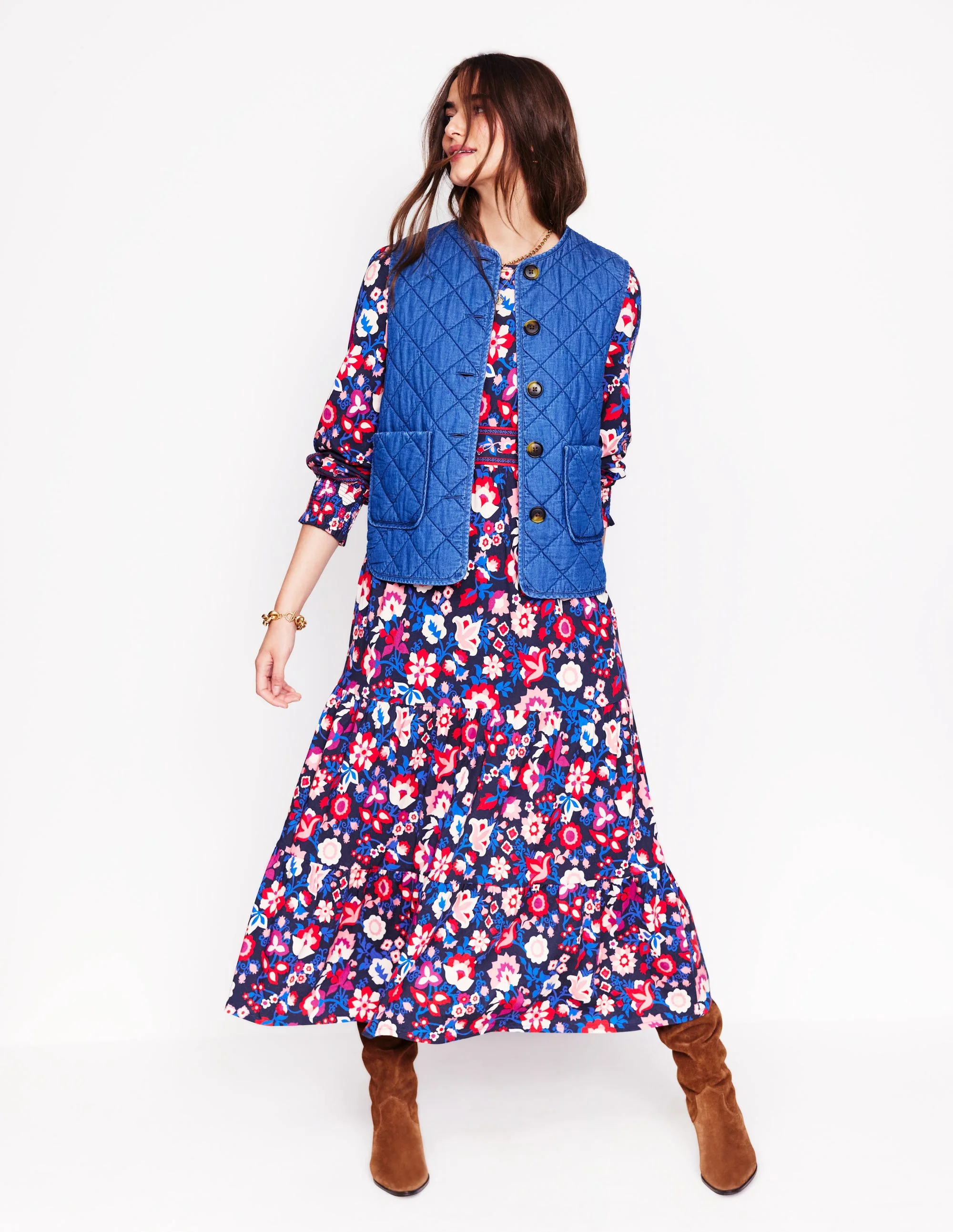 Tabitha Gestuftes Jerseykleid-College-Marineblau, Gartenrebe - Image 5