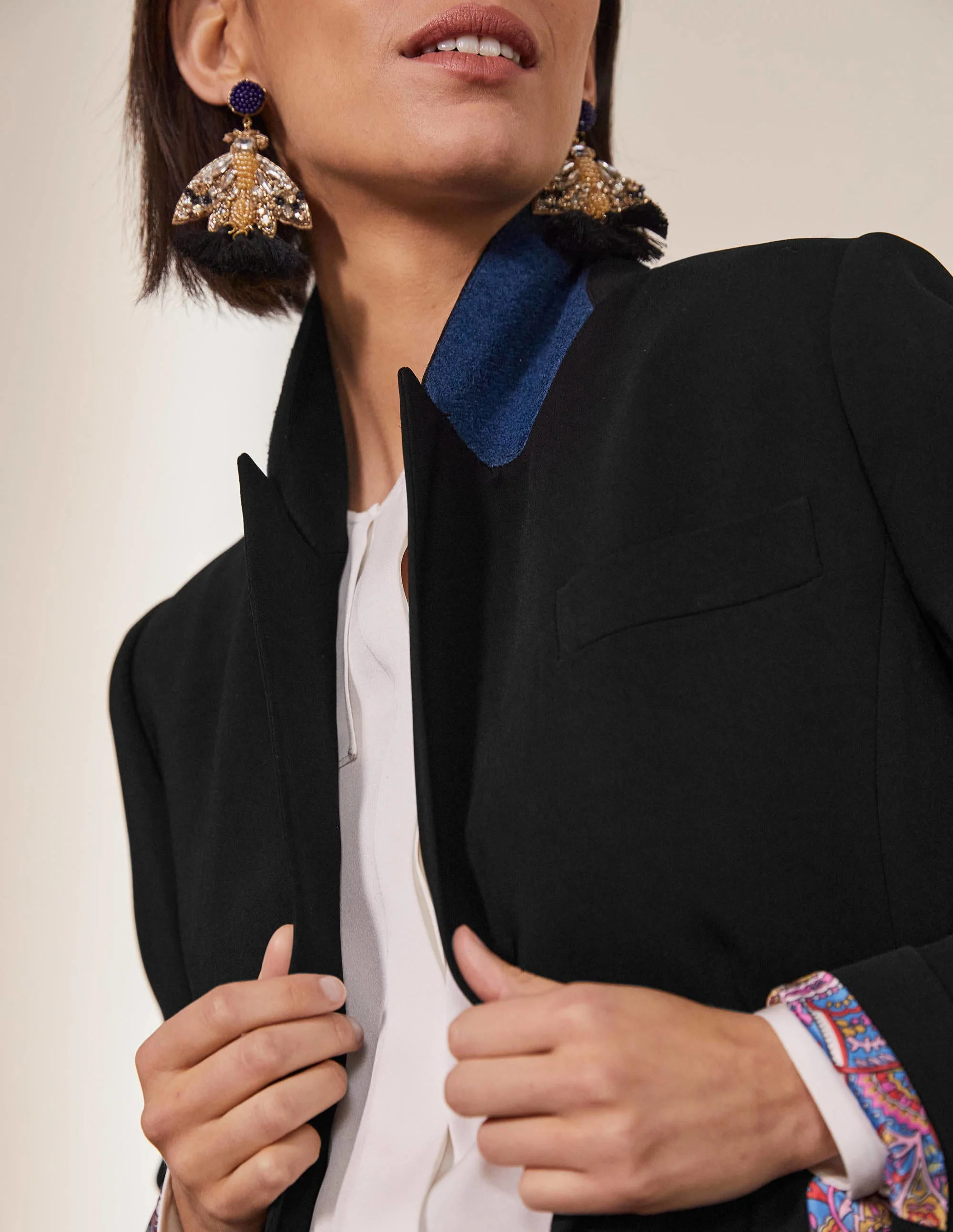 Taillierte Smoking-Jacke-Schwarz - Image 2