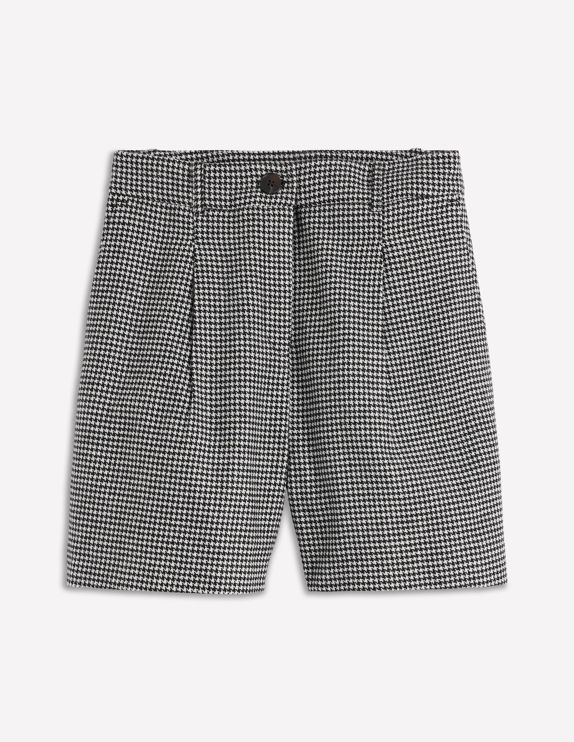 Taillierte Wollshorts-Schwarz und Naturweiß Hahnentrittmuster - Image 7