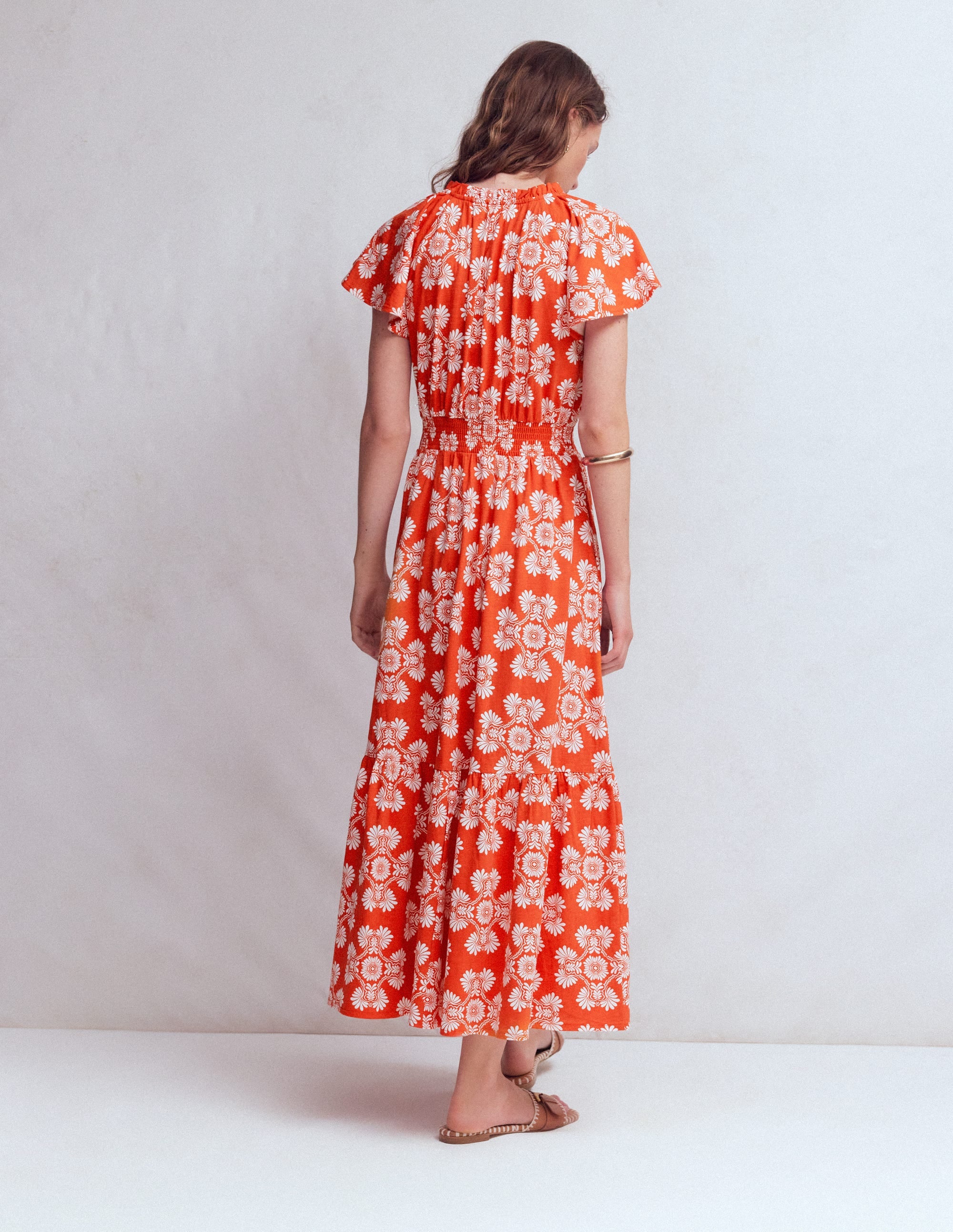 Tala Gestuftes Jersey-Maxikleid-Blutorange, Botanischer Zauber - Image 3
