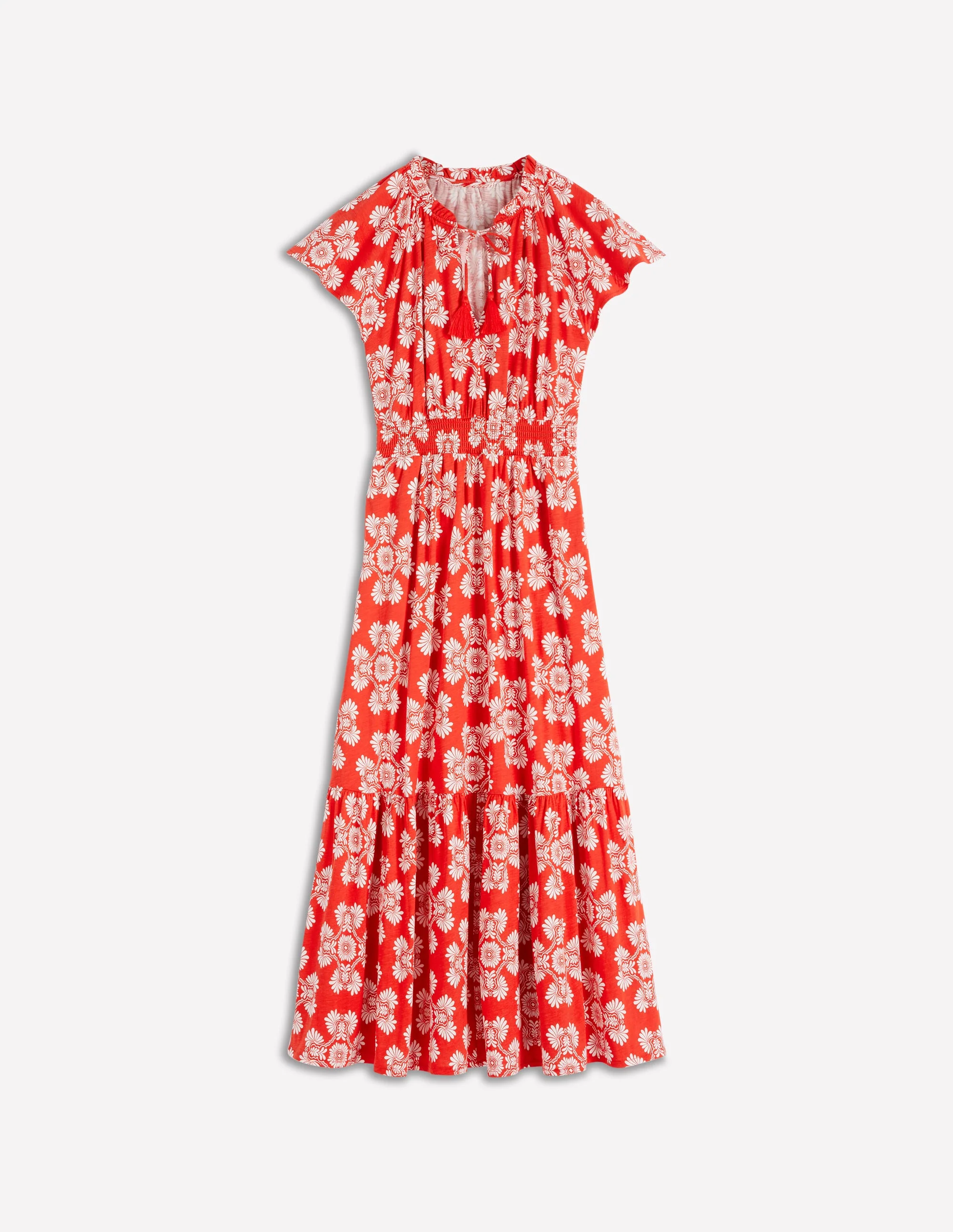Tala Gestuftes Jersey-Maxikleid-Blutorange, Botanischer Zauber - Image 7
