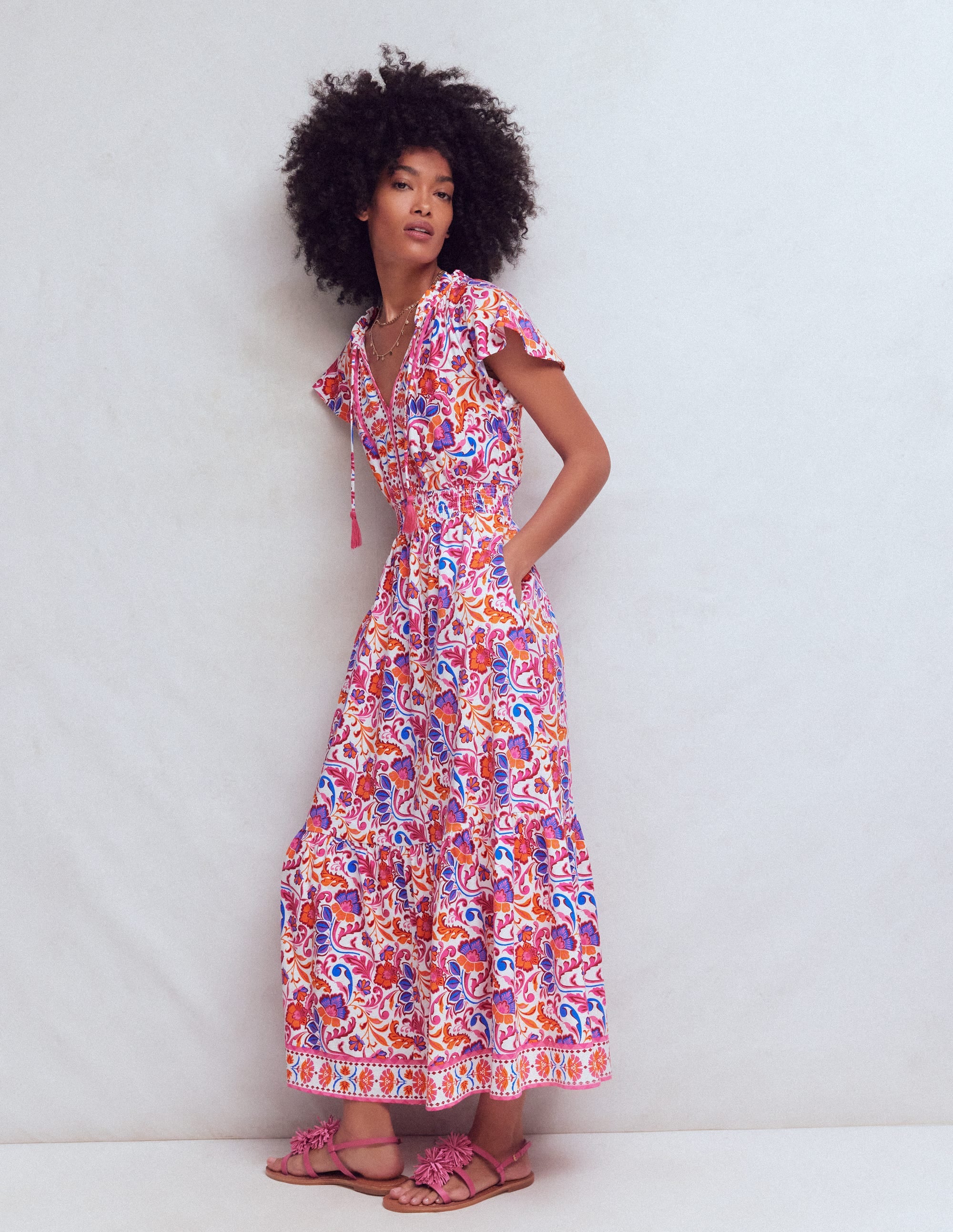 Tala Gestuftes Jersey-Maxikleid-Rosa, Blühende Wiese