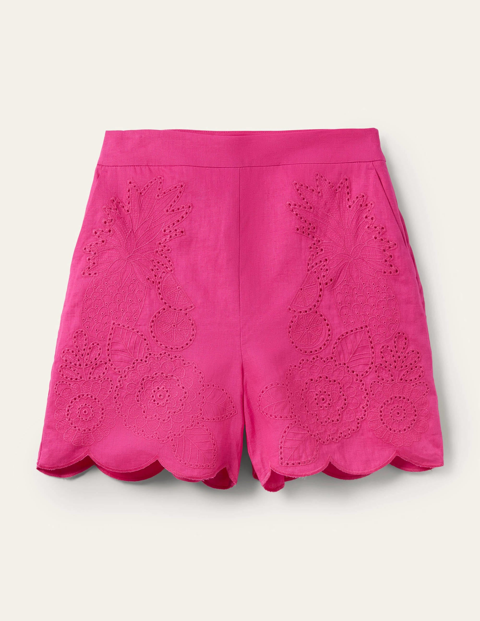 Tamsin Bestickte Shorts-Pink, Tropische Lochstickerei - Image 6