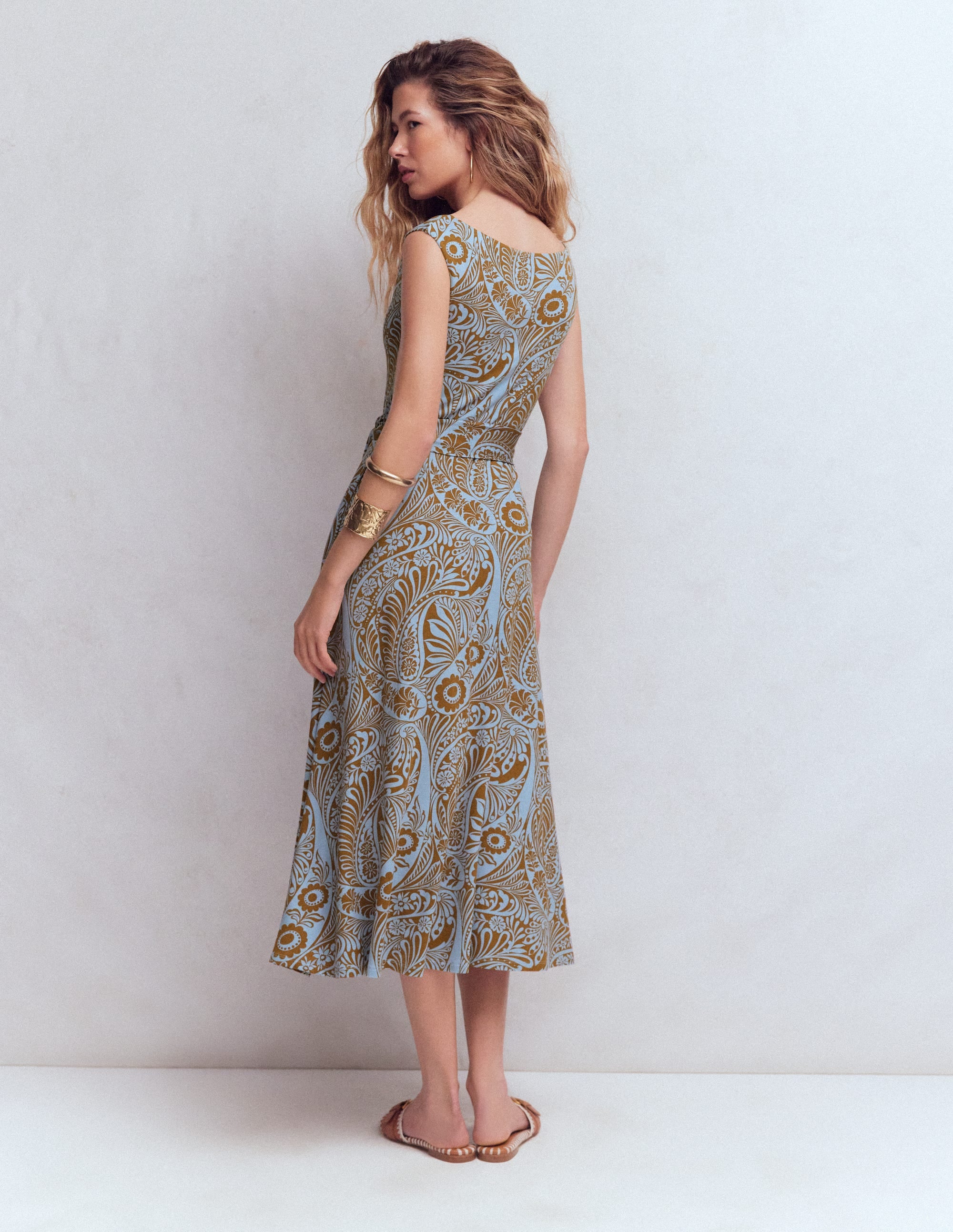 Tamsin Jersey-Midikleid-Blau, Verwunschenes Paisleymuster - Image 3
