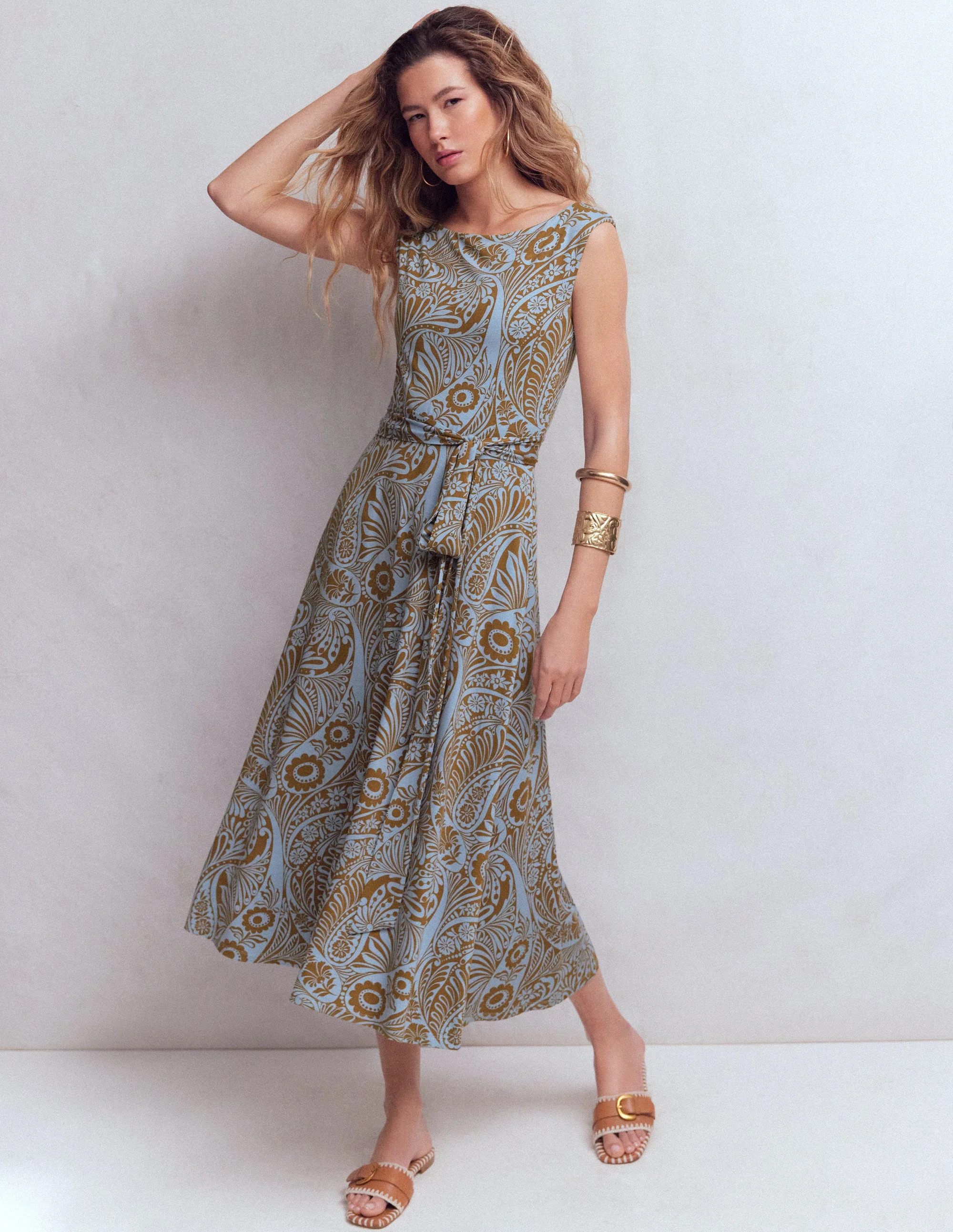 Tamsin Jersey-Midikleid-Blau, Verwunschenes Paisleymuster - Image 4