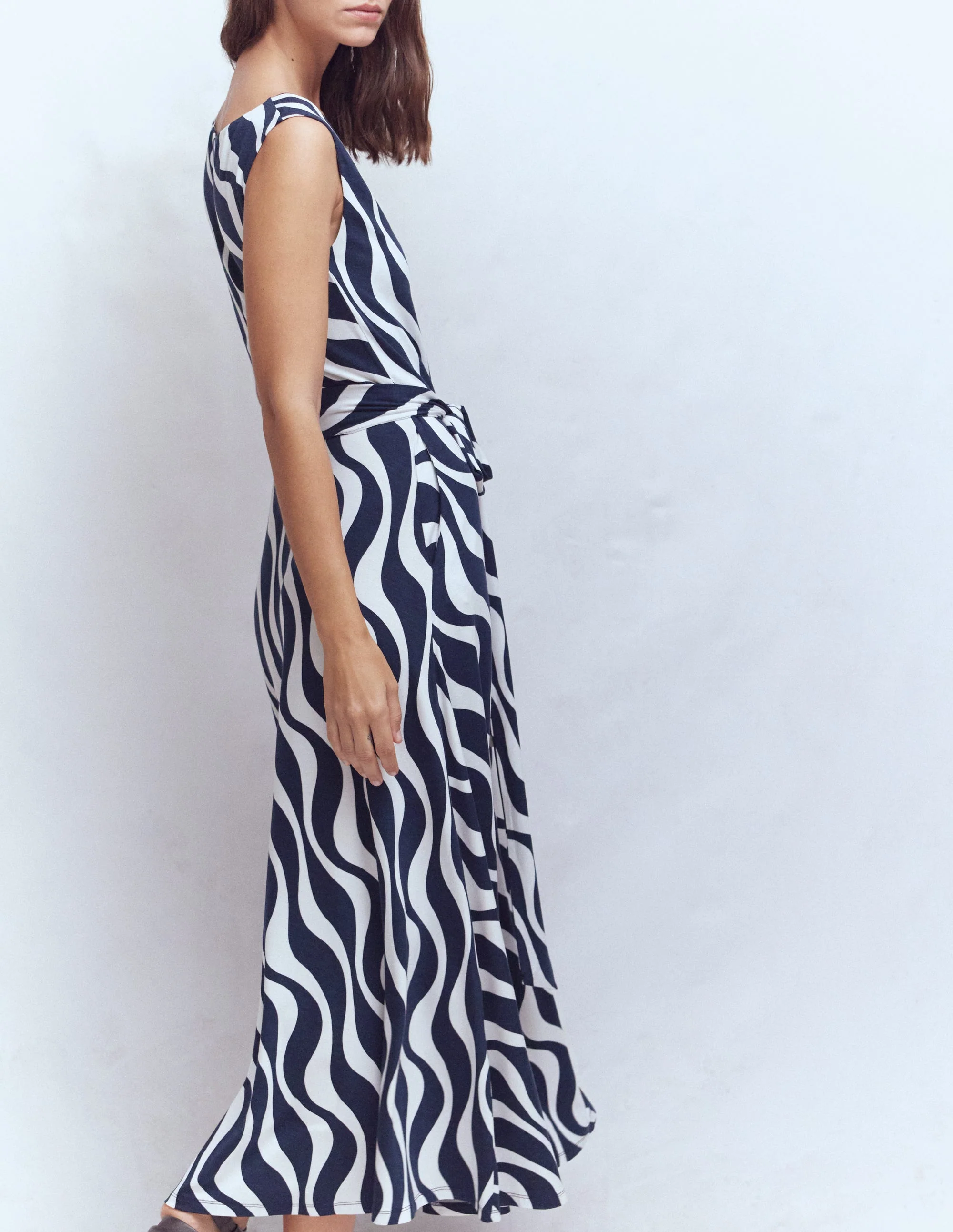 Tamsin Jersey-Midikleid-Französisches Marineblau, Rhythmische Welle - Image 3