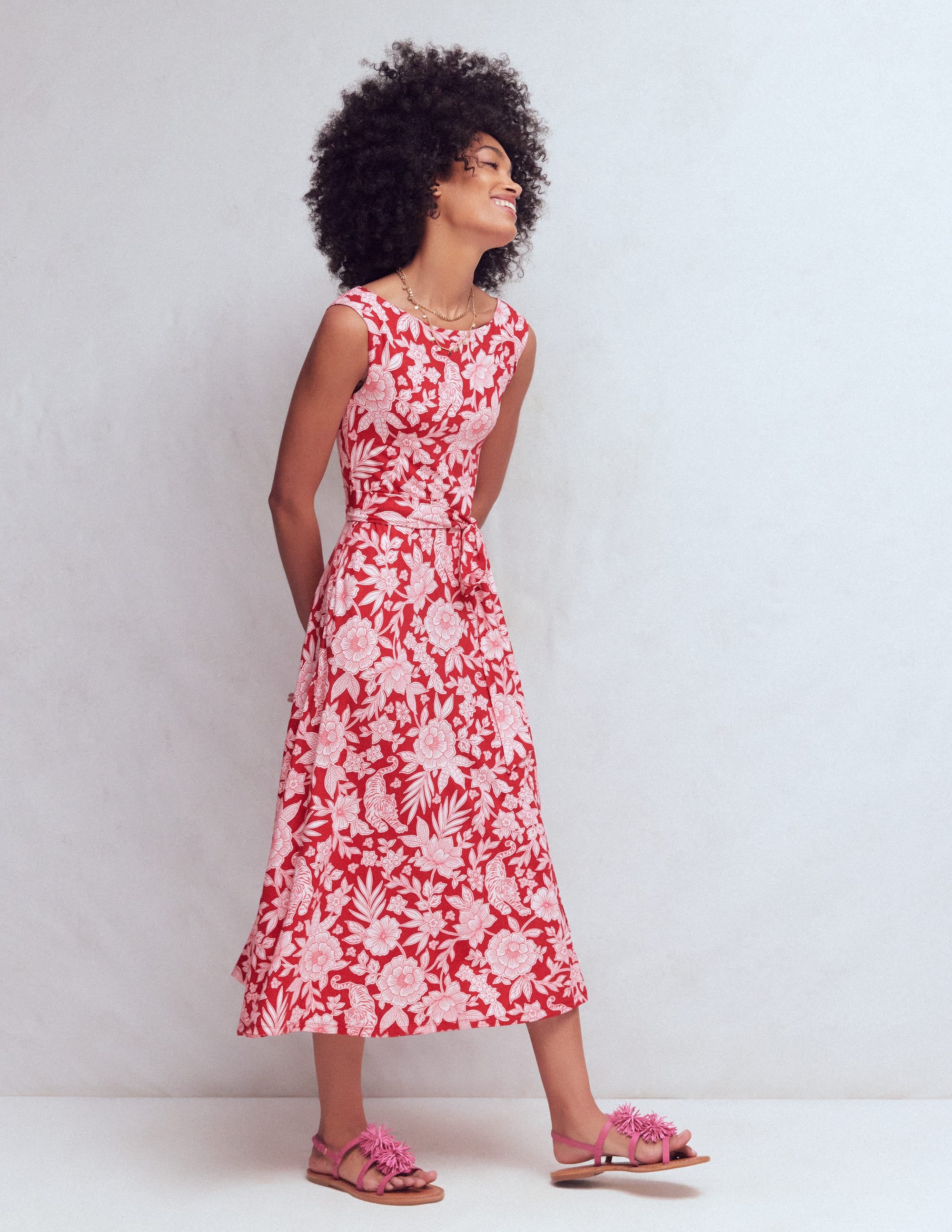 Tamsin Jersey-Midikleid-Intensives Rot, Tigerparadies - Image 4