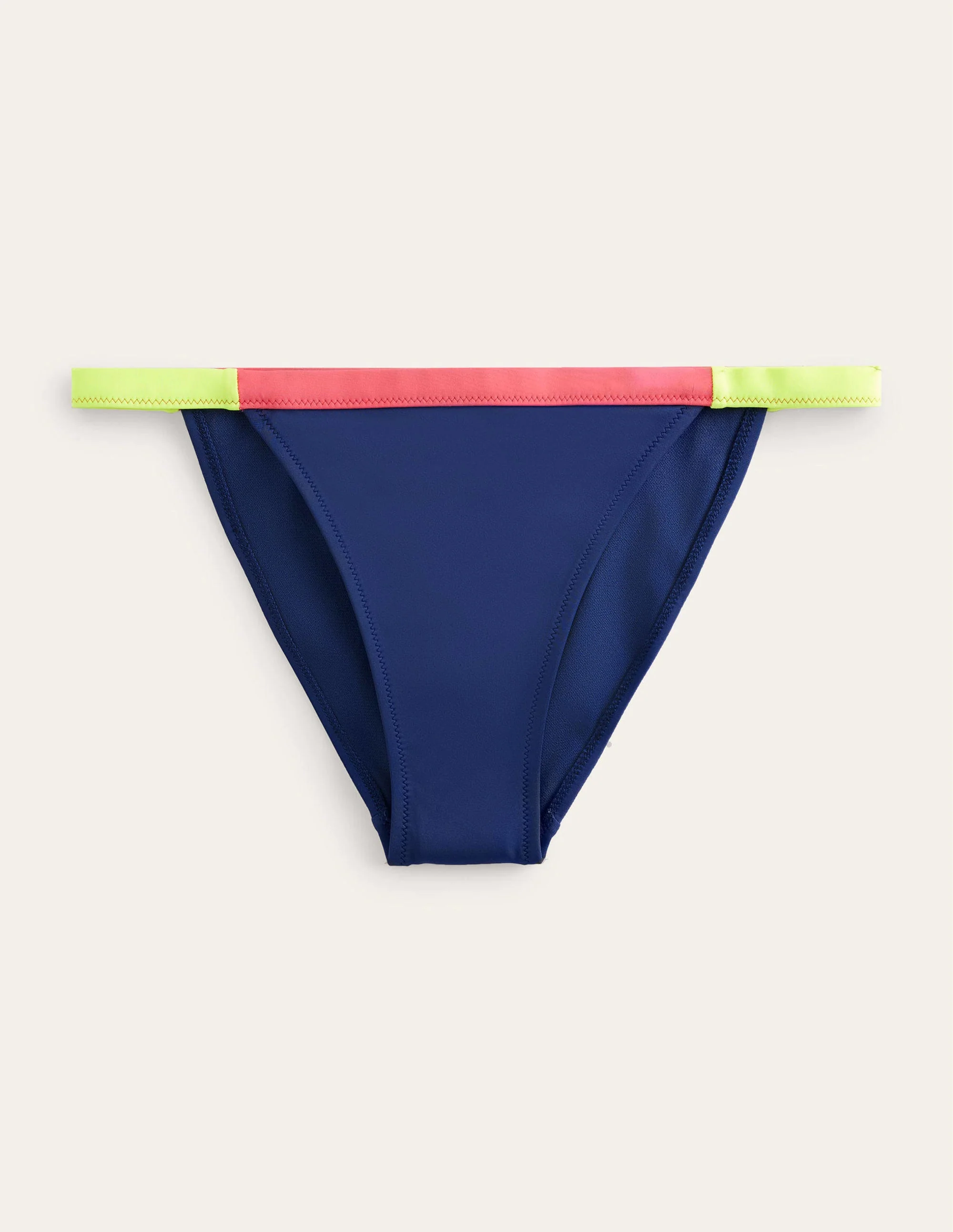 Tanga-Bikinihöschen-Marineblau/Neongelb, Blockfarben - Image 5
