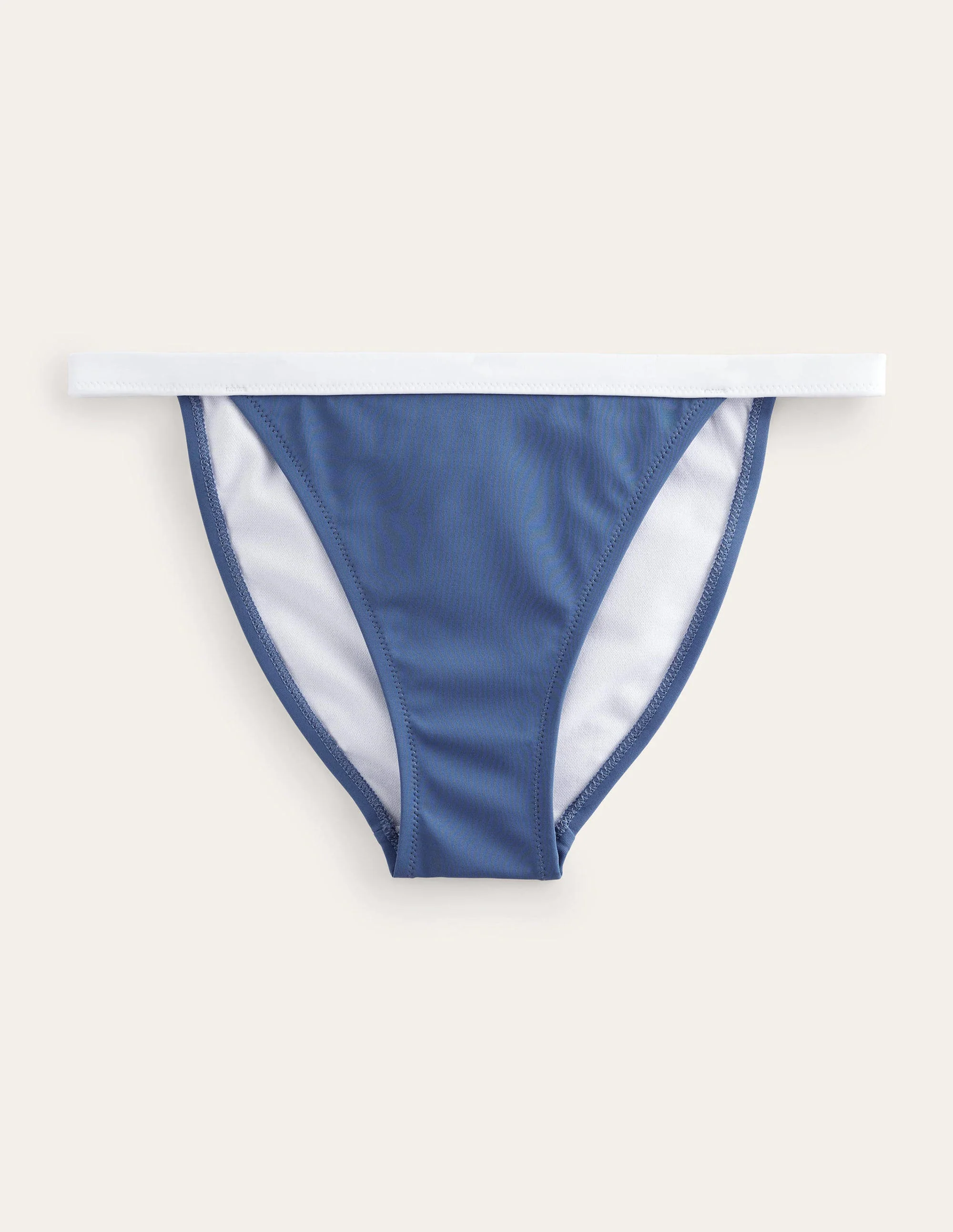 Tanga-Bikinihöschen-Nachtblau/Weiß, Blockfarben - Image 5